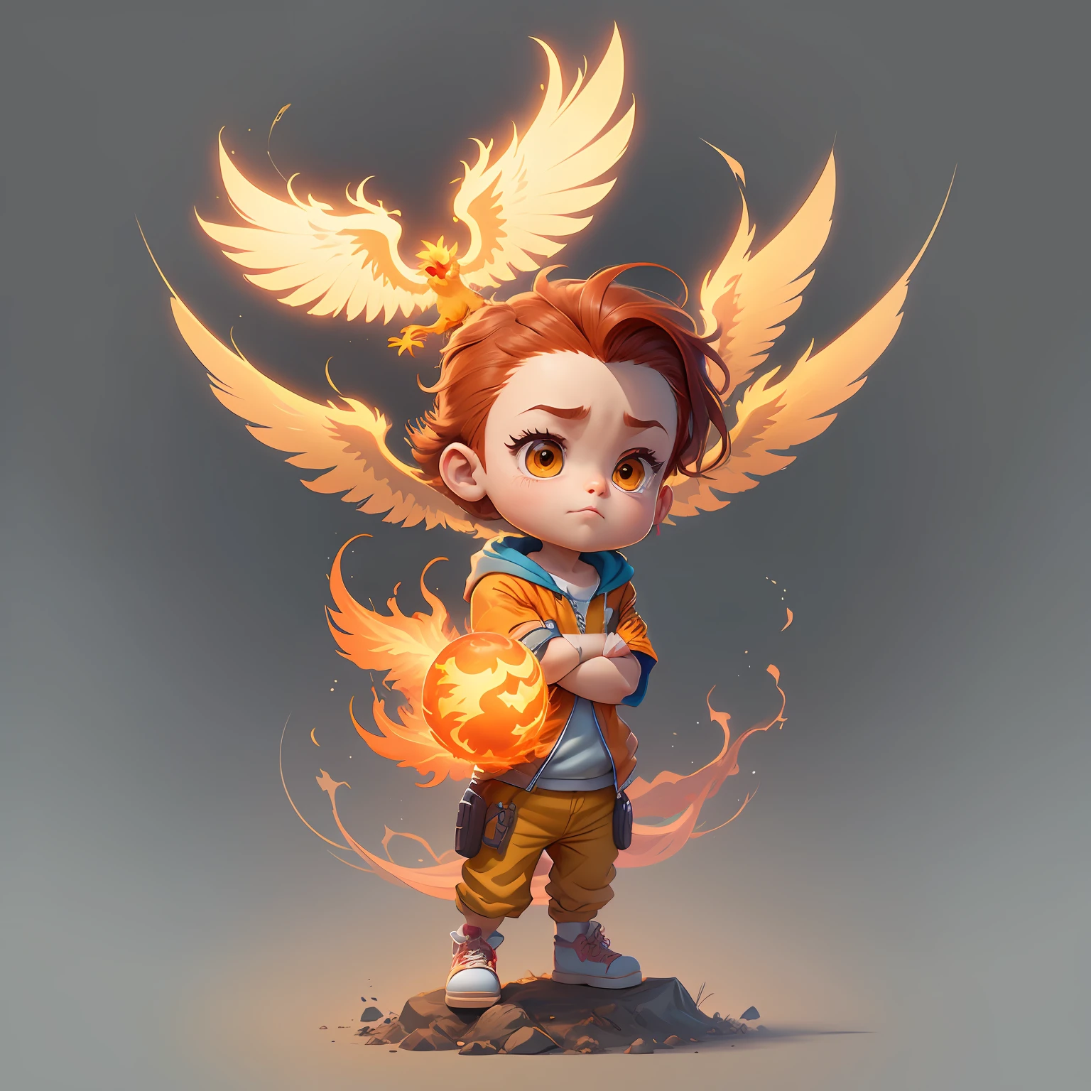 Cute Pixar style character vector icon phoenix