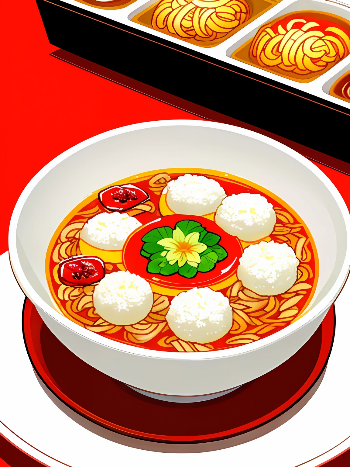 There was a bowl of soup，There are noodles and meat inside, ❤🔥🍄🌪, delicacy, daopao, Wang Chen, sichuan, full subject shown in photo, aokamei, in style of pan ren wei, taken with sony alpha 9, longque chen, Ramen, warm, inspired by Tan Ting-pho