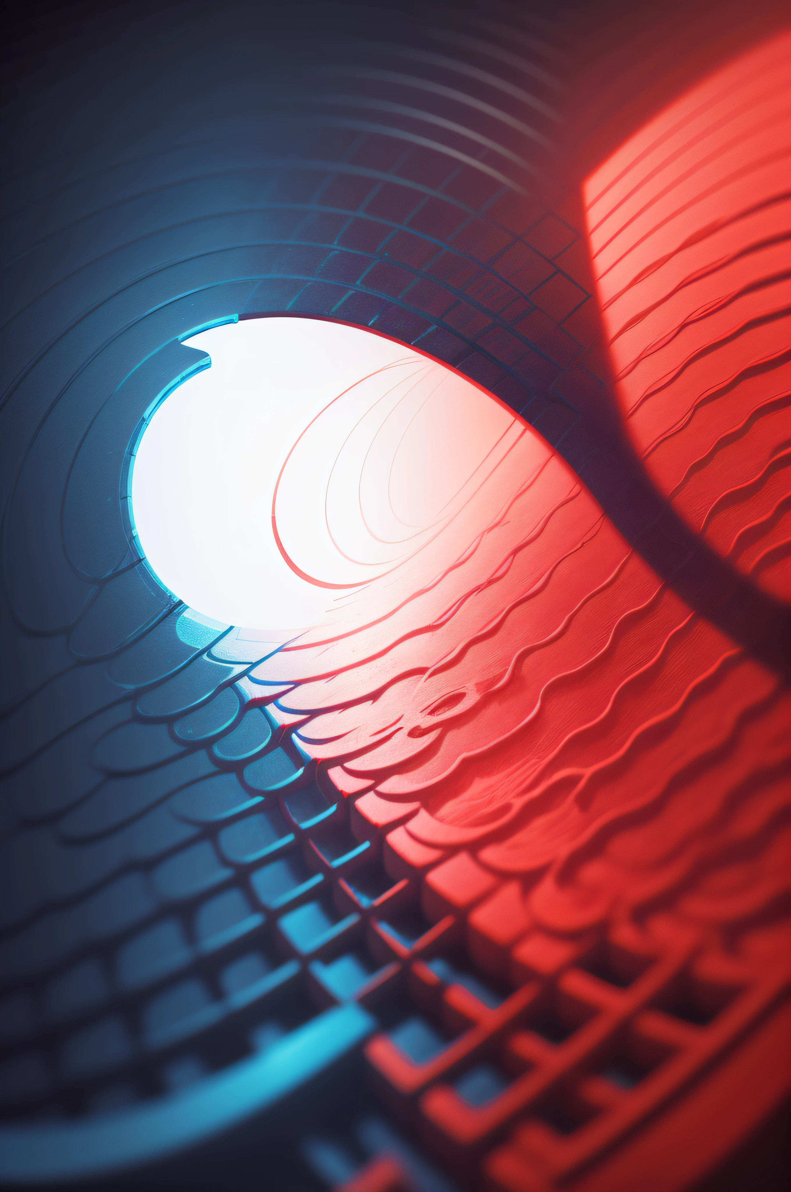Axidlo, Pen plotter, Code Art、Ripples rippling in a square、Red and blue lines、Ultra highest resolution、Ultra-high image quality