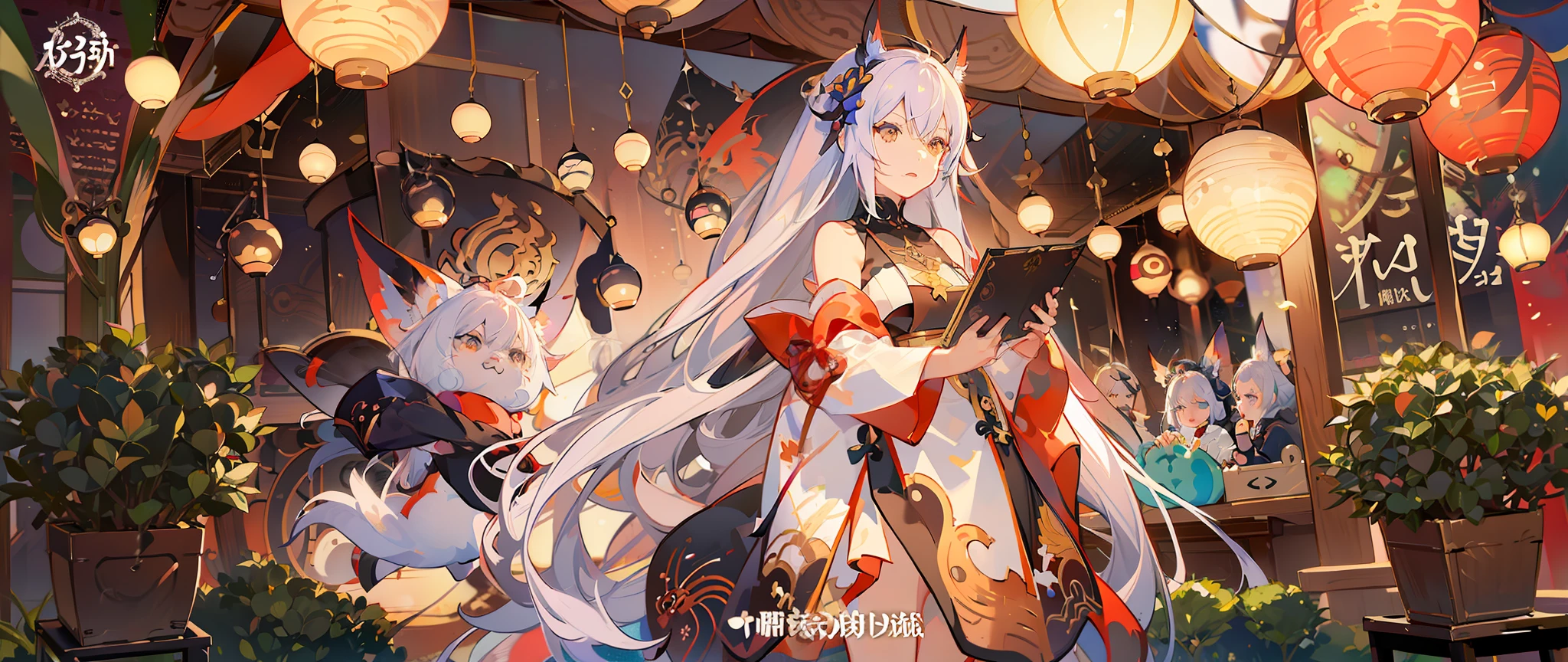 Anime characters in shop windows with oriental decorations, 《azur lane》role, A scene from the《azur lane》videogame, onmyoji, Kantai collection style, krenz cushart and wenjun lin, trending on cgstation, Official artwork, trending on artstation pixiv, azur lane style, An anime cover, Onmyoji detailed art