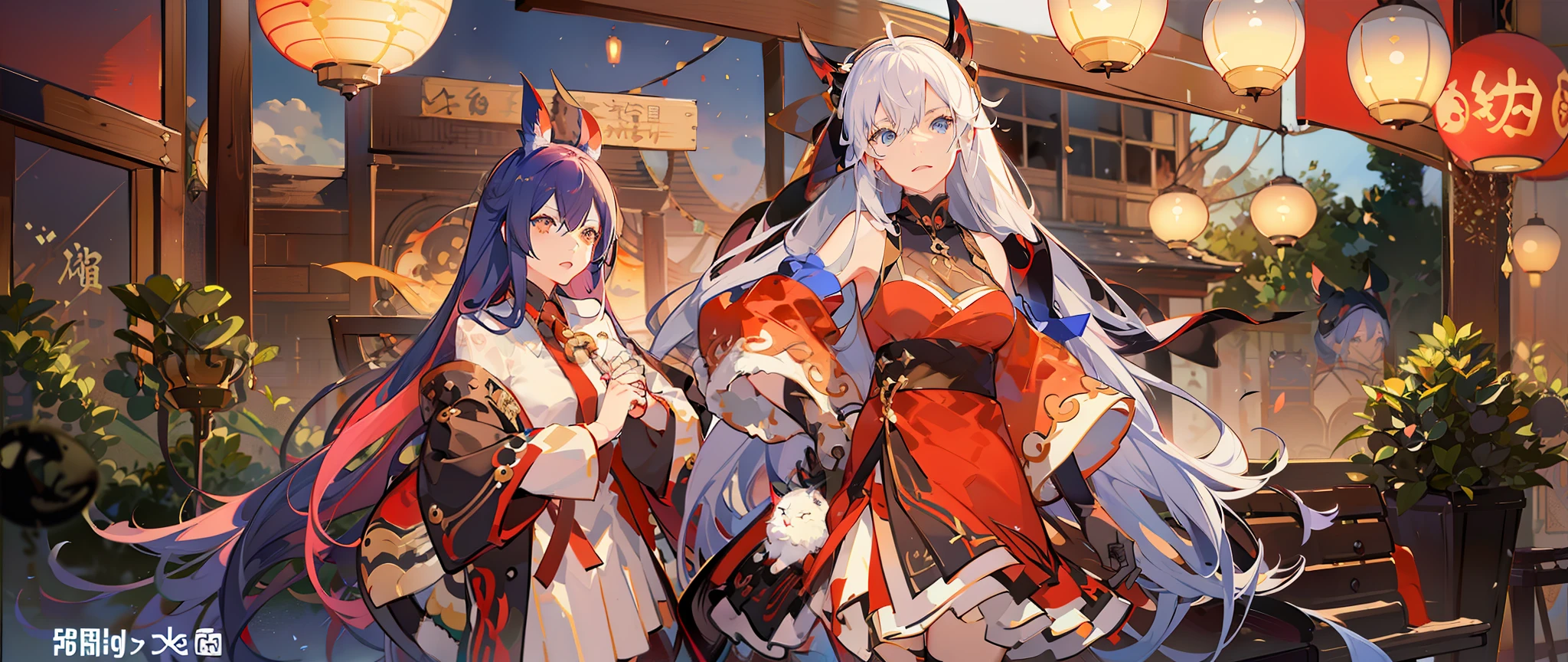 Anime characters in shop windows with oriental decorations, 《azur lane》role, A scene from the《azur lane》videogame, onmyoji, Kantai collection style, krenz cushart and wenjun lin, trending on cgstation, Official artwork, trending on artstation pixiv, azur lane style, An anime cover, Onmyoji detailed art