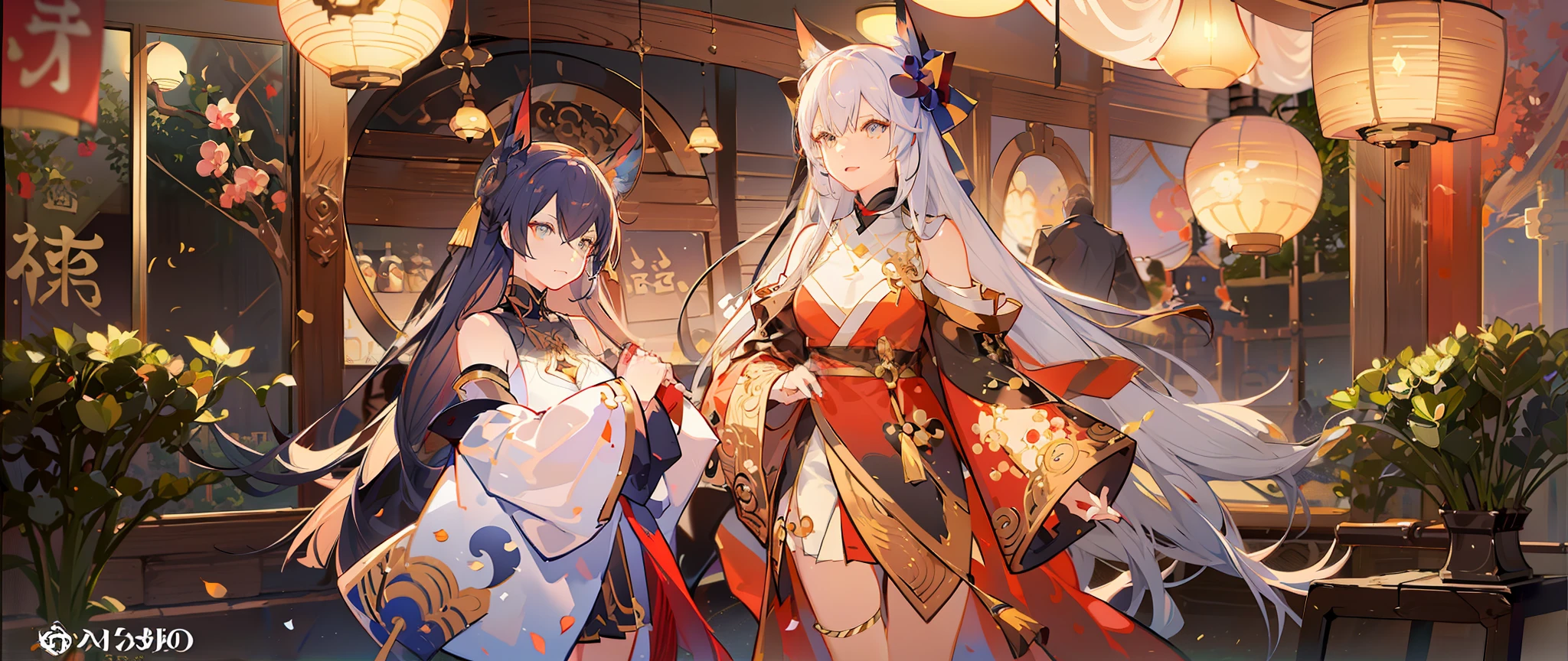 Anime characters in shop windows with oriental decorations, 《azur lane》role, A scene from the《azur lane》videogame, onmyoji, Kantai collection style, krenz cushart and wenjun lin, trending on cgstation, Official artwork, trending on artstation pixiv, azur lane style, An anime cover, Onmyoji detailed art