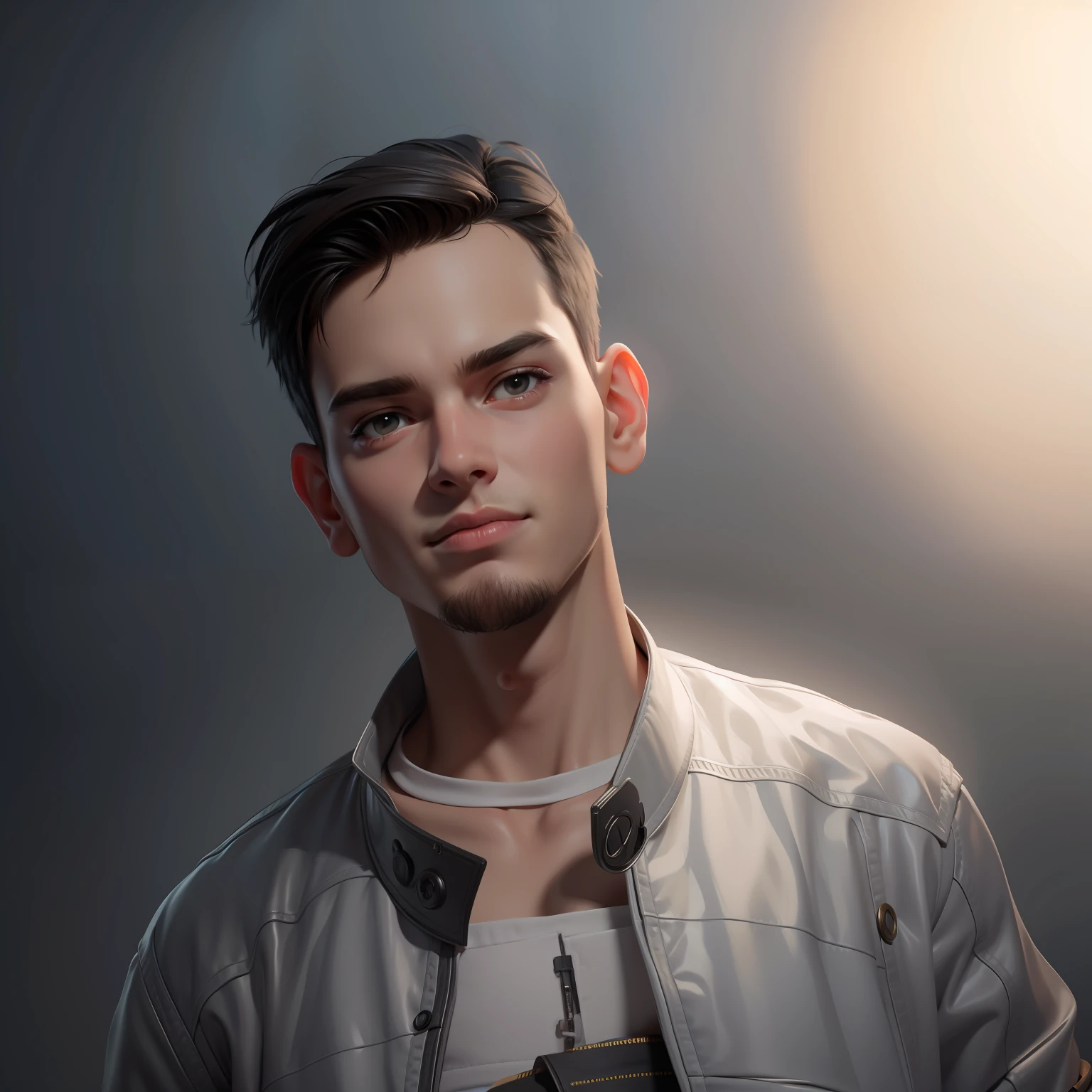 Smart boy, potrait, 4K , smooth, detailed, realistic, model , foggy