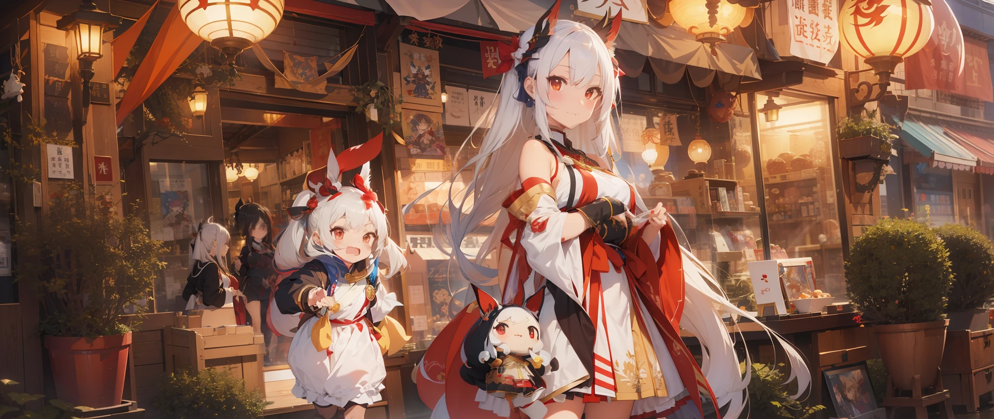 Anime characters in shop windows with oriental decorations, 《azur lane》role, A scene from the《azur lane》videogame, onmyoji, Kantai collection style, krenz cushart and wenjun lin, trending on cgstation, Official artwork, trending on artstation pixiv, azur lane style, An anime cover, Onmyoji detailed art