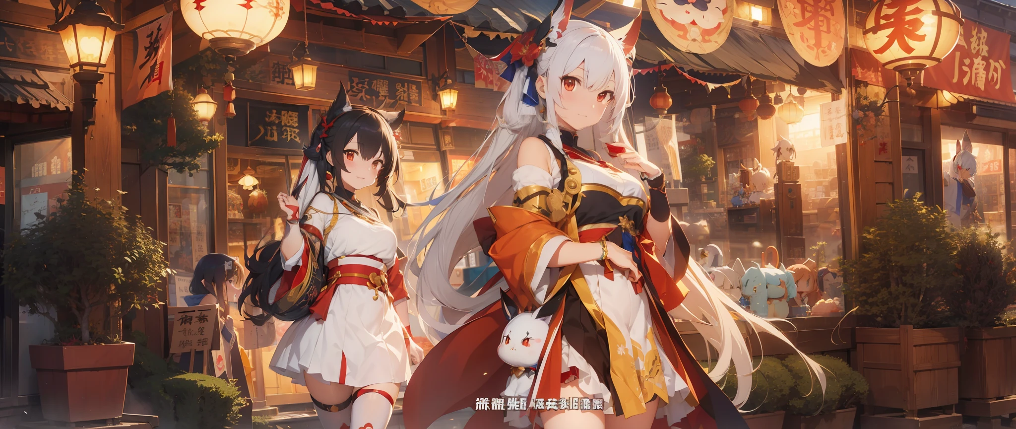 Anime characters in shop windows with oriental decorations, 《azur lane》role, A scene from the《azur lane》videogame, onmyoji, Kantai collection style, krenz cushart and wenjun lin, trending on cgstation, Official artwork, trending on artstation pixiv, azur lane style, An anime cover, Onmyoji detailed art