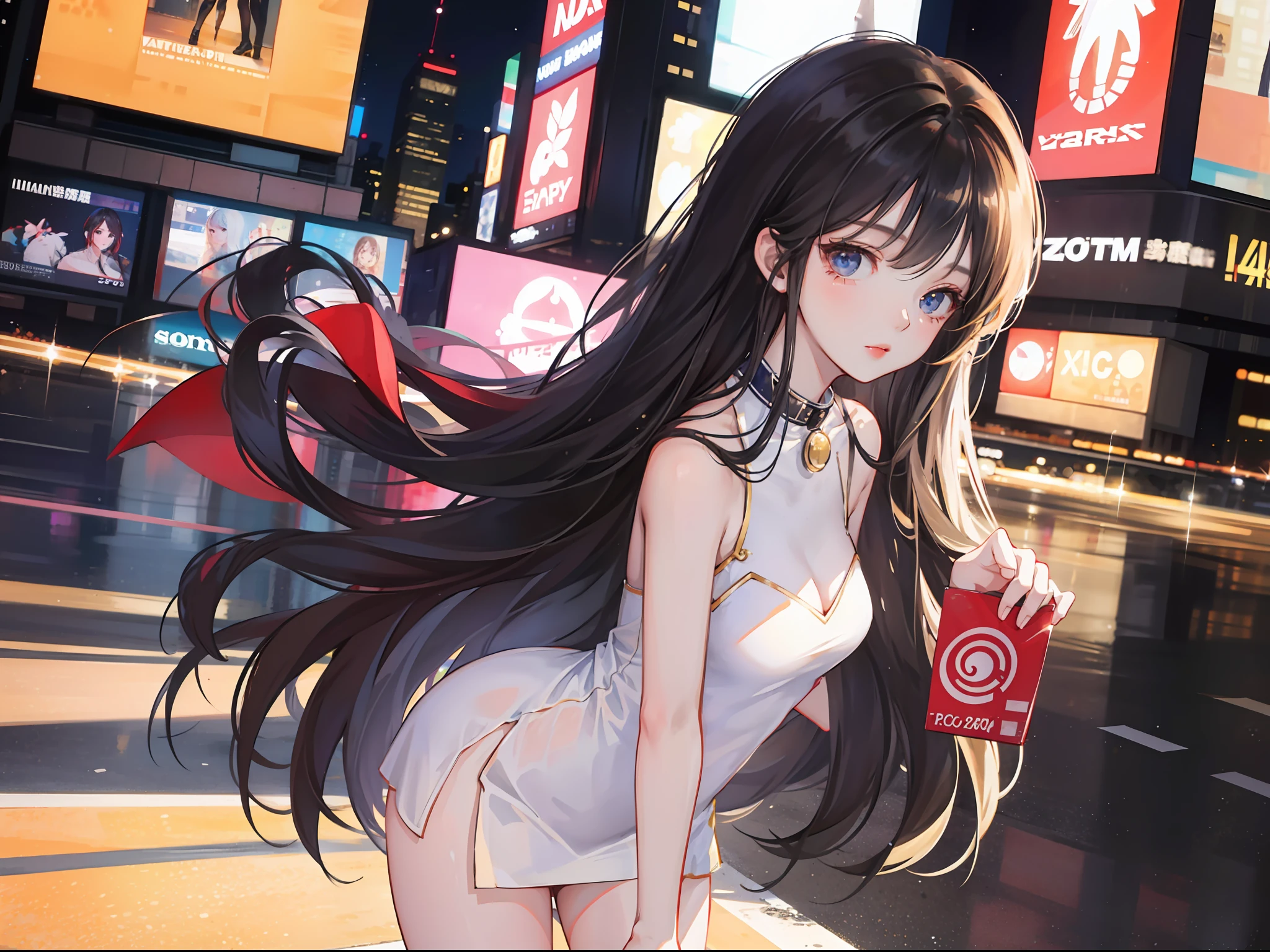 On the street,168cm girl,time square,Look into the distance,Slim figure,Comic leg,,Masterpiece,4K Ultra Clear,Sony Master Lens,wide angles,facing at camera