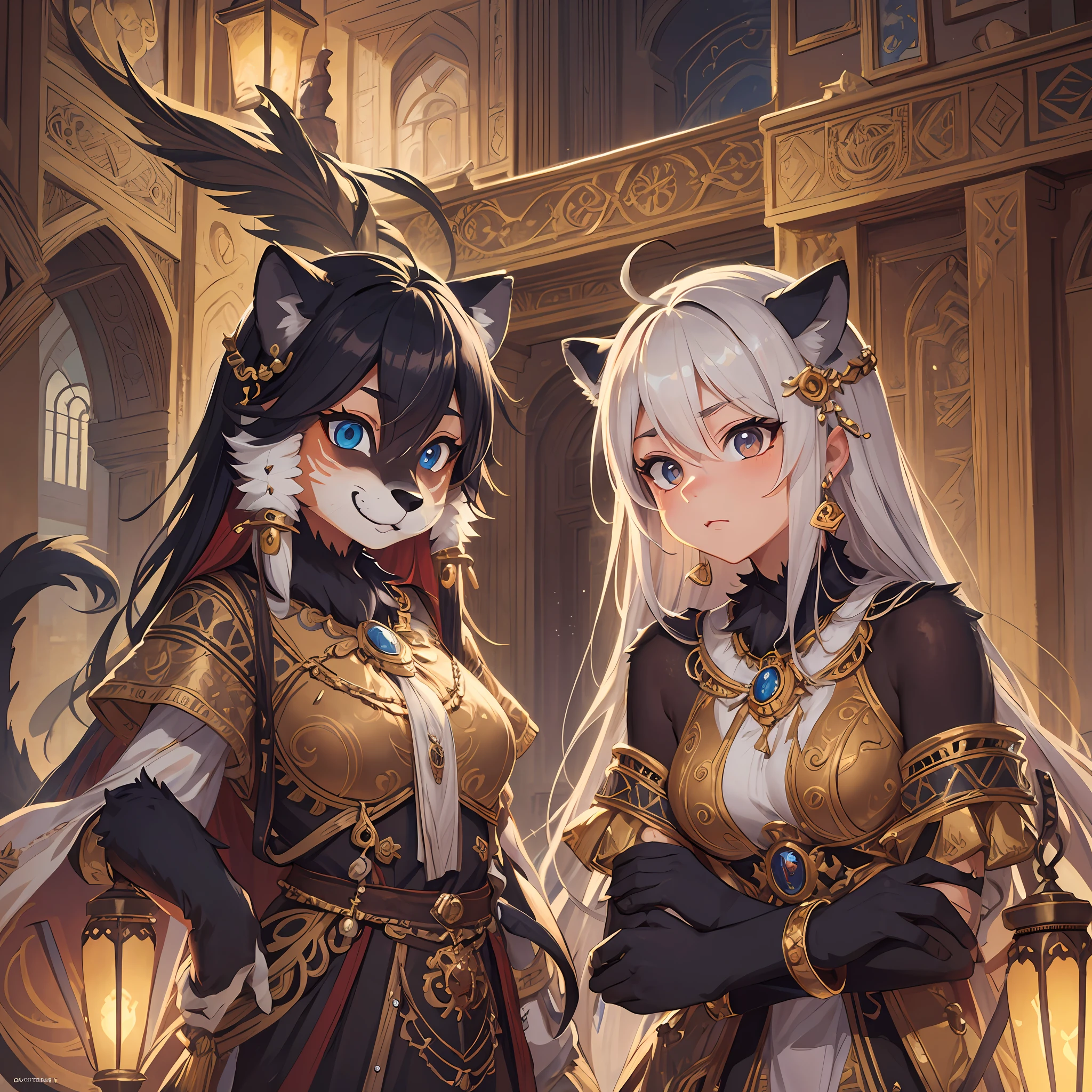 top quality, best quality, High-quality illustrations, masterpiece, super high resolution, detailed background, detailed background, The Arabian Nights' Entertainment, turkish lamp, 6+boys, 6+girls, absurdres(highly detailed beautiful face and eyes)perfect anatomy, expression, good lighting, cinematic shadow(kemono, furry anthro),