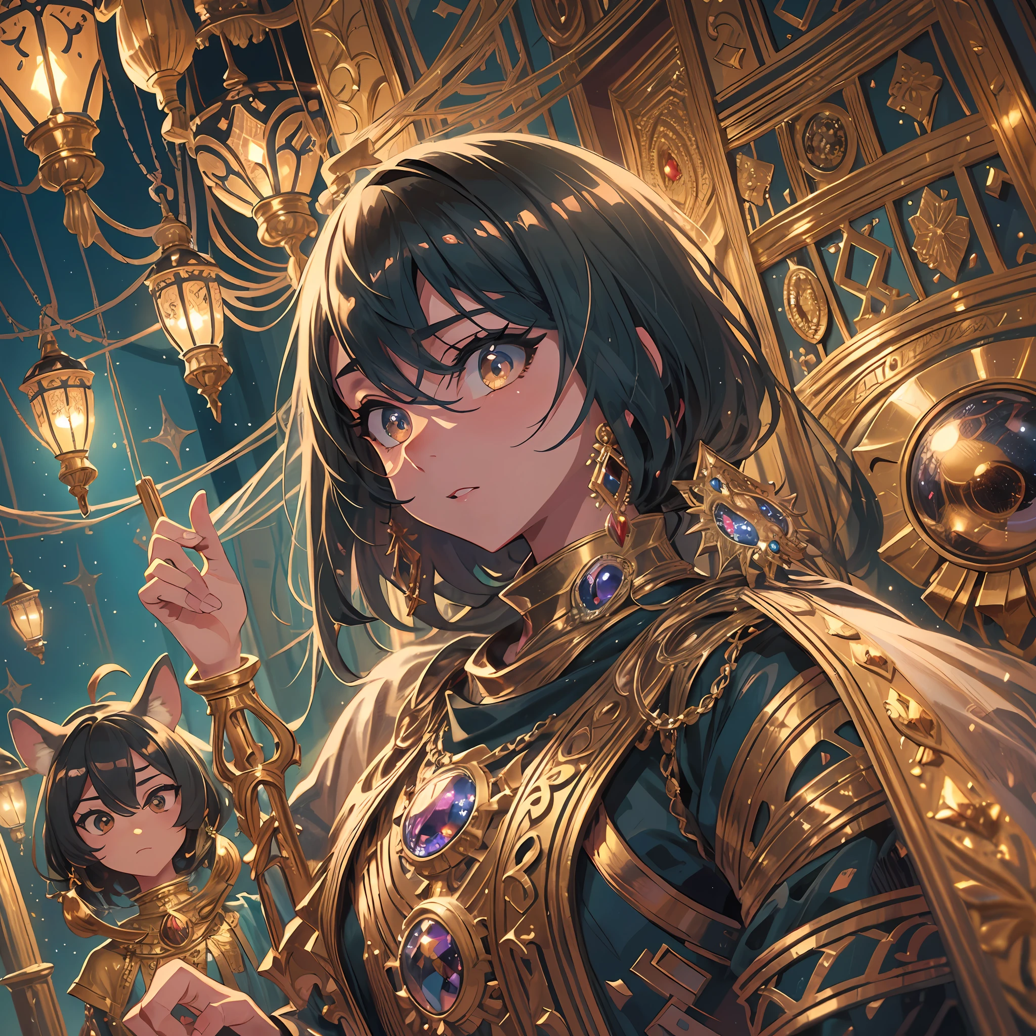 top quality, best quality, High-quality illustrations, masterpiece, super high resolution, detailed background, detailed background, The Arabian Nights' Entertainment, turkish lamp, 6+boys, 6+girls, absurdres(highly detailed beautiful face and eyes)perfect anatomy, expression, good lighting, cinematic shadow(kemono, furry anthro),