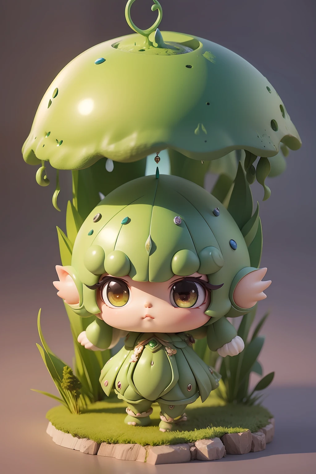 ((Best Quality)), ((masterpiece)), ((realistic)) , earth_spirit, melting_heart, bigbadejo alien_monster,,full body, three sided view, tchibi, tmasterpiece