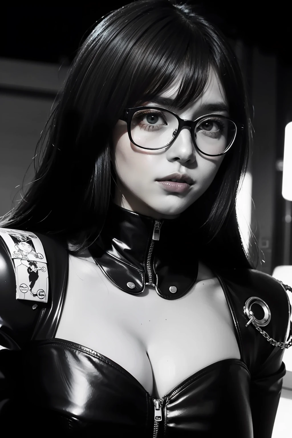 Comic strip close-up,People with glasses, black and white manga page, black and white manga panel, Black and white comics, Horror!! Highly detailed, fantrome, black and white manga style, persona 5 phantom thief style, an oppai cyberpunk, bayonetta, otomo, ultra - detailed!!, Comic Shade, Black and white comics