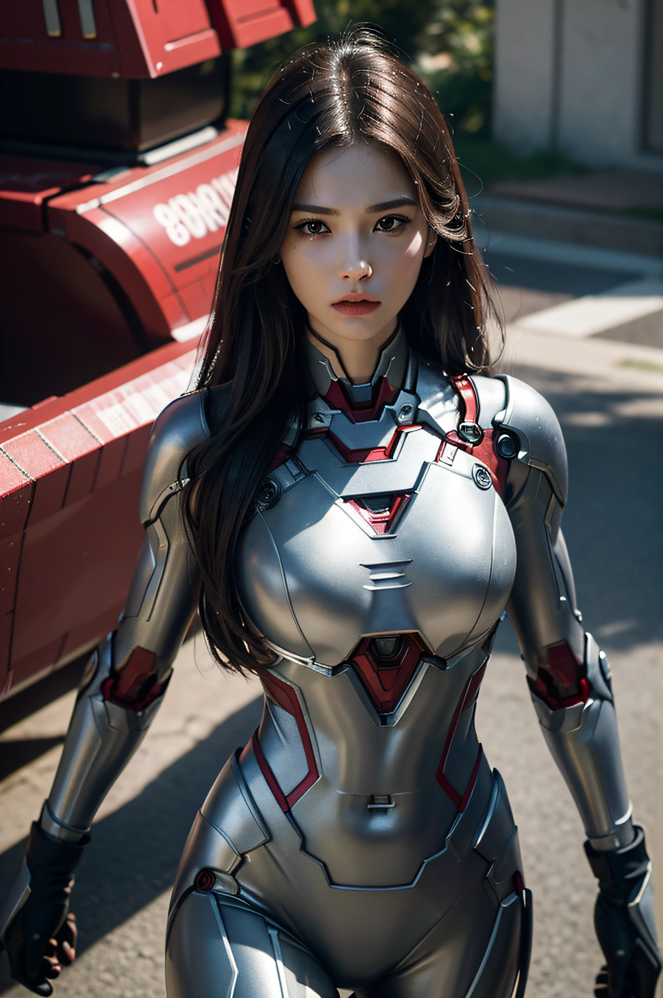 Ironman suit, Angry face, ((Best Quality, 8k, Masterpiece:1.3))), Crisp Focus: 1.2、(Layer Cut, Big:1.2),Beautiful Woman with Perfect Figure: 1.4、Slender Abs:1.2、Wet Body:1.5、Highly Detailed Face and Skin Texture、Detailed Eyes、Double Eyelids,Long Hair