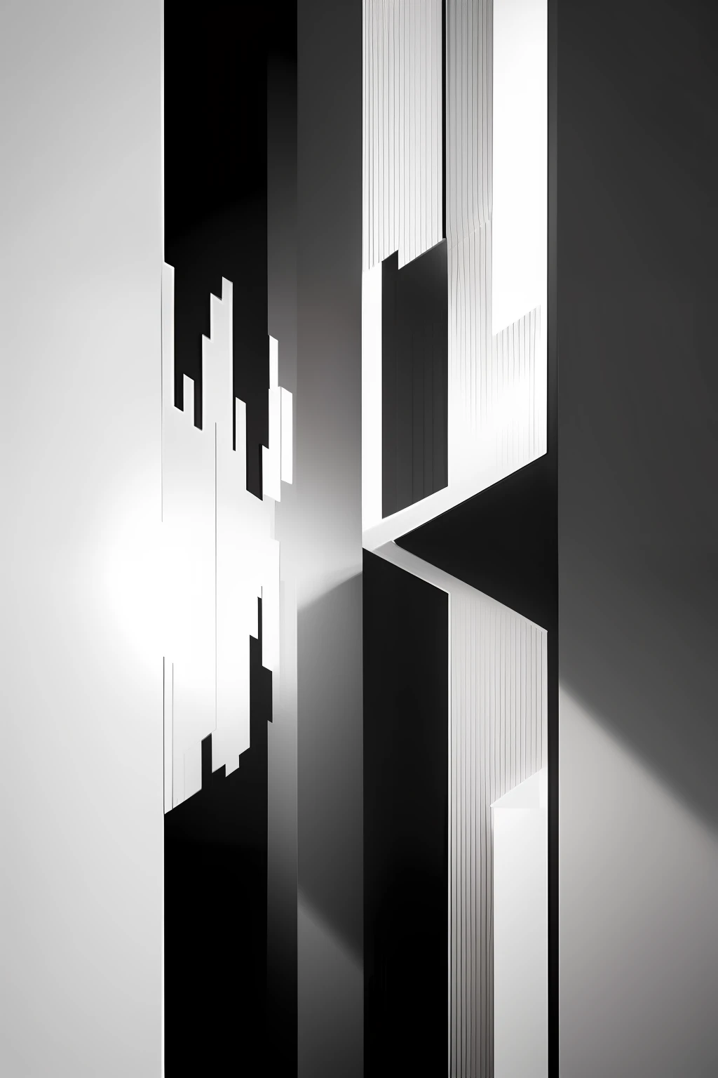 Horizontal and vertical ratio 2:8, White tones, Minimalism, stereogram, negative space, Romanticism, Conceptual art, Art Deco, Abstractionism