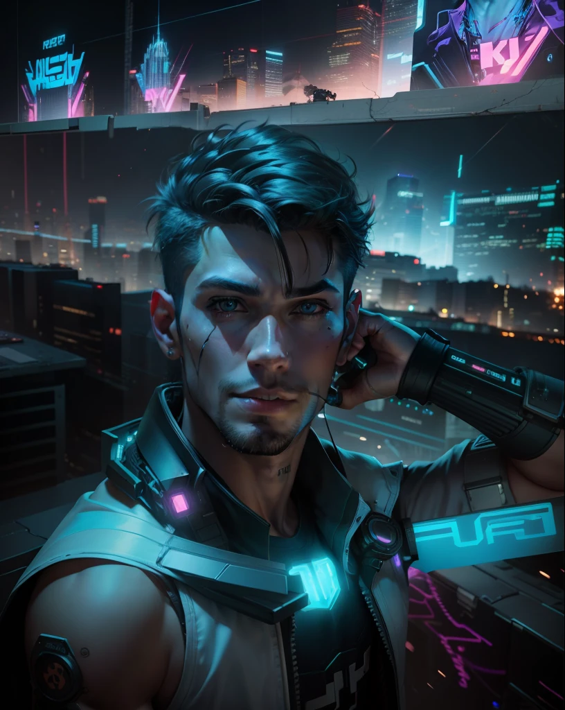 background change cyberpunk handsome boy ultra realistic 8k