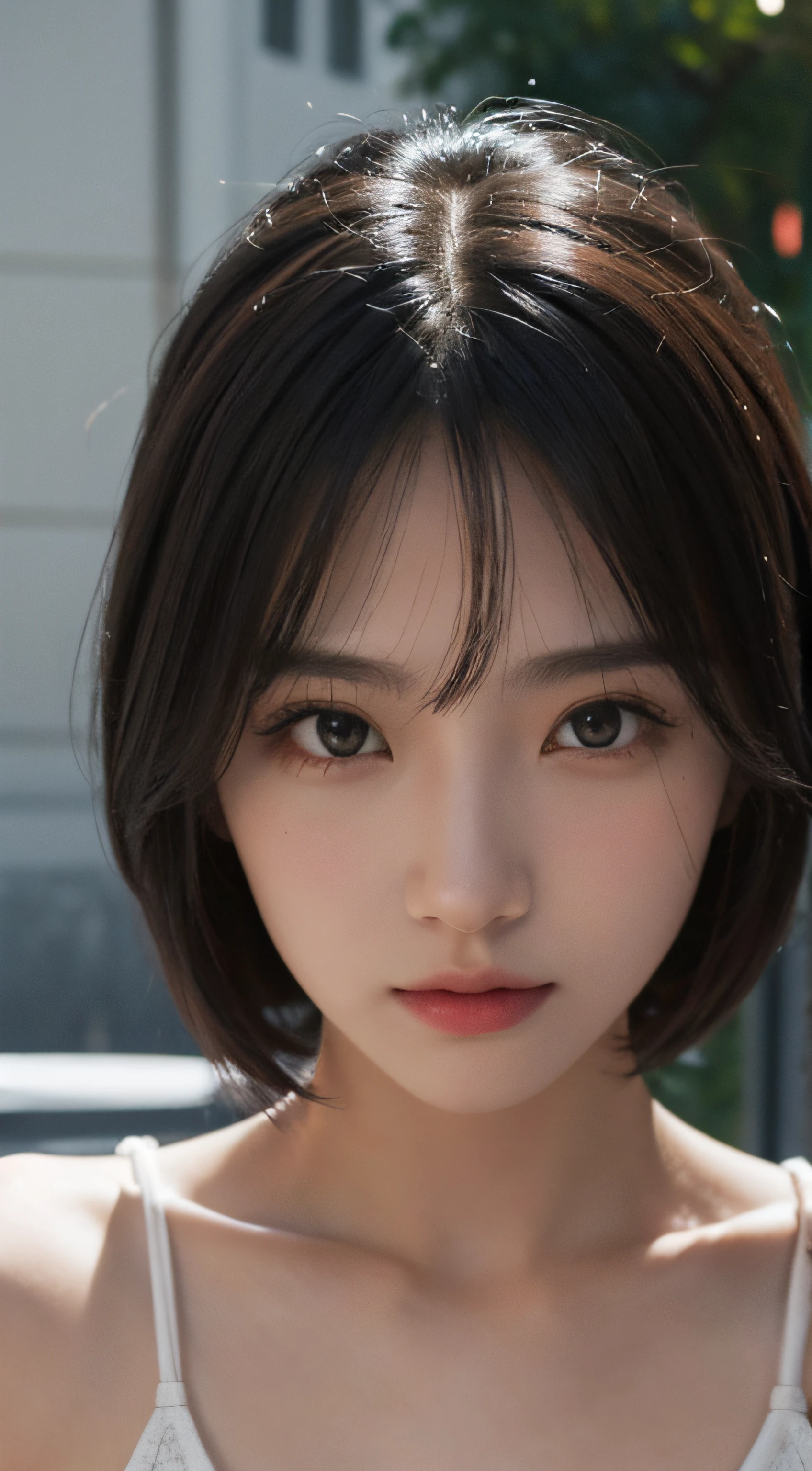 best qualtiy, tmasterpiece, 超高分辨率, (realisticlying:1.5), RAW photogr, 1girll, bshoulders, in the darkness nigth, deep shading, low tune, cold light, Sexy look, short detailed hair,((best qualtiy,8K,tmasterpiece:1.3))),Clear focus:1.2,(layer cut,The large:1.2),Beautiful Women in Perfect Figure:1.4,Moist body:1.5,Highly Detailed Face and Skin Textur,Detailed eyes,二重まぶた,