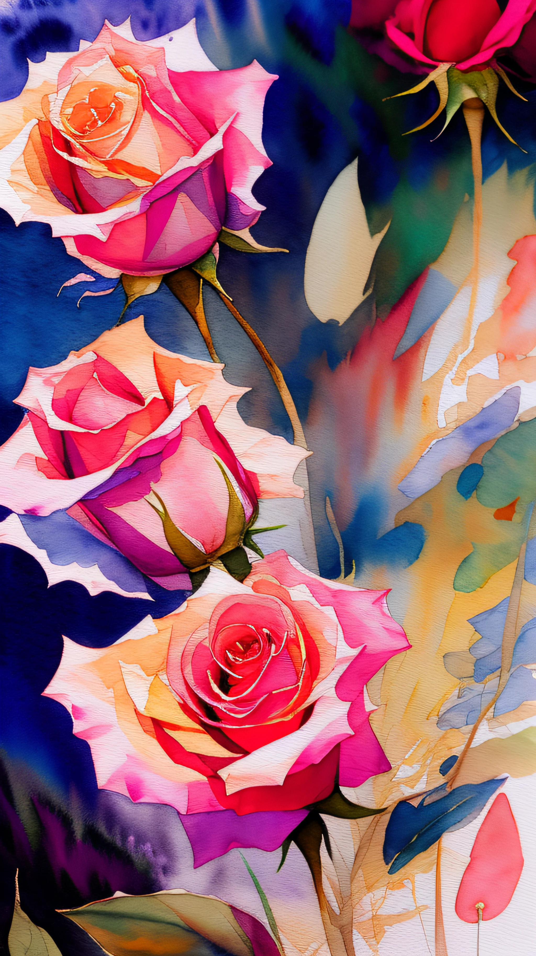 wtrcolor style, (rose) digital art, official art, blown by the wind, masterpiece, beautiful, ((watercolor)), paint splatter, intricate detail. Great detail, [dripping:0.7], Trending on Artstation, Rachel Walker