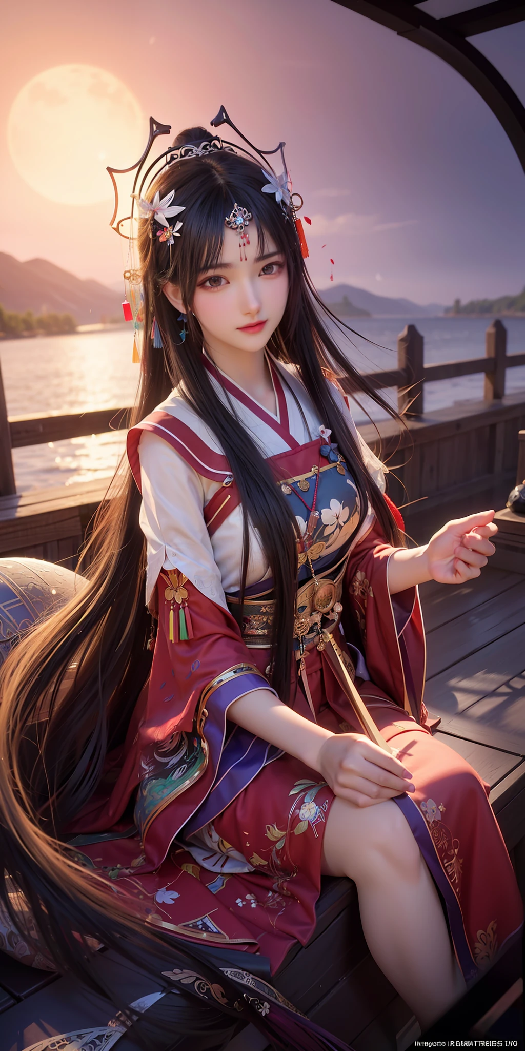 (8k, RAW photo:1.2),best quality, ultra high res,dramatic angle,(fluttered detailed color splashs), (illustration),(((1 girl))),(long hair),(rain:0.9),(hair ornament:1.4),there is an ancient palace beside the girl,chinese clothes,(focus on), color Ink wash painting,(color splashing),colorful splashing,(((colorful))),(sketch:0.8), Masterpiece,best quality, beautifully painted,highly detailed,(denoising:0.6),[splash ink],((ink refraction)), (beautiful detailed sky),moon,highly,detaild,(masterpiece, best quality, extremely detailed CG unity 8k wallpaper,masterpiece, best quality, ultra-detailed),(Lycoris radiata),