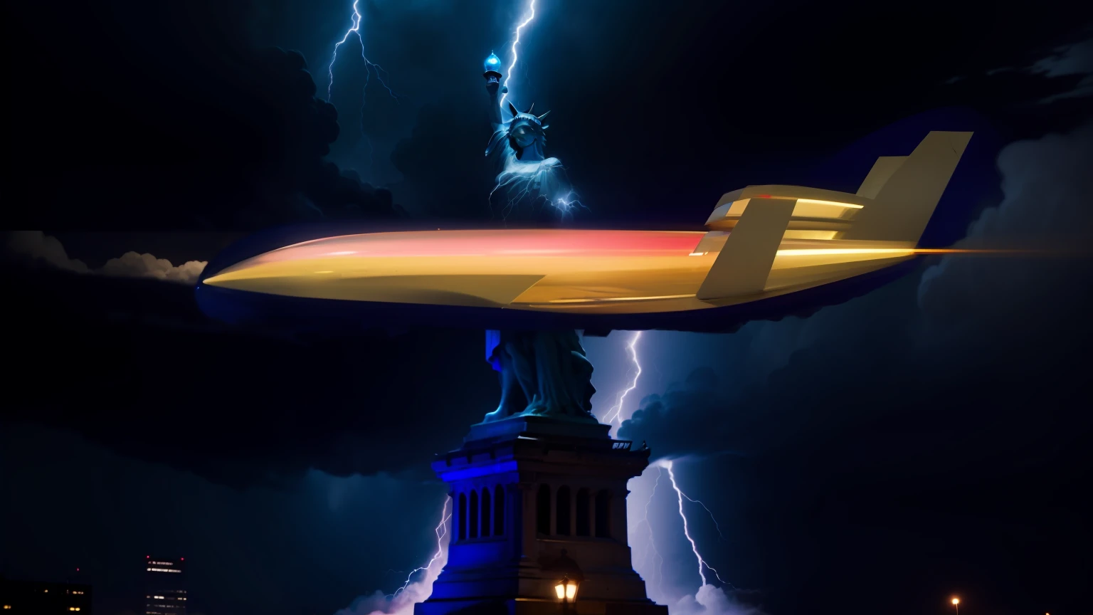 electric storm, Liberty statue