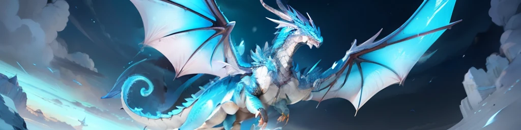 In the snow stands a two-winged ice dragon with a tail, Blue dragon, Frost Dragon, blue scaly dragon, Blue dragon, epic dragon, Dragon Flying, giant dragon flying in the sky, dragons flying in the sky, Dragon inspired blue armored dragon flying in the sky, Dragons, Dragon Art,
