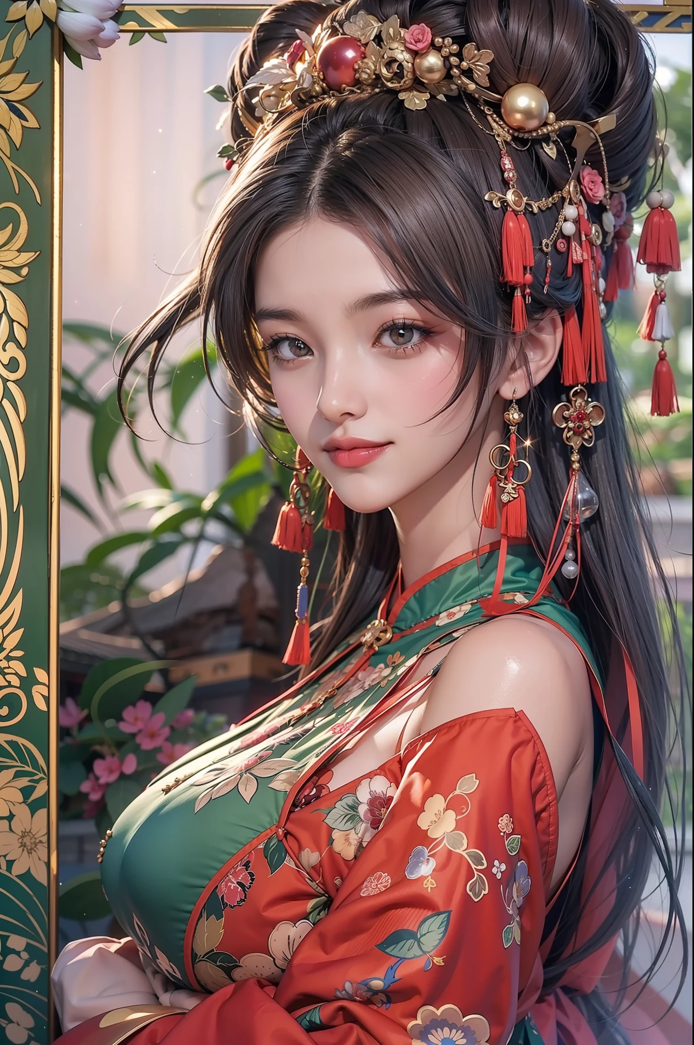 Countless starry skies、Shining stars、Milky way、the beautiful night sky:1.0、A dark-haired、Longhaire、Japan women、big eye、Double eyes、Well-formed face、Grinning smile、large full breasts、Hairstyles in the style of ancient Chinese、up hairstyle、Glitter Hair Ornament、Red see-through dress:0.8,qipao dress、beautiful foot、Silk Cross、Dynamic angles、top-quality、​masterpiece、8K,Detailed image quality、