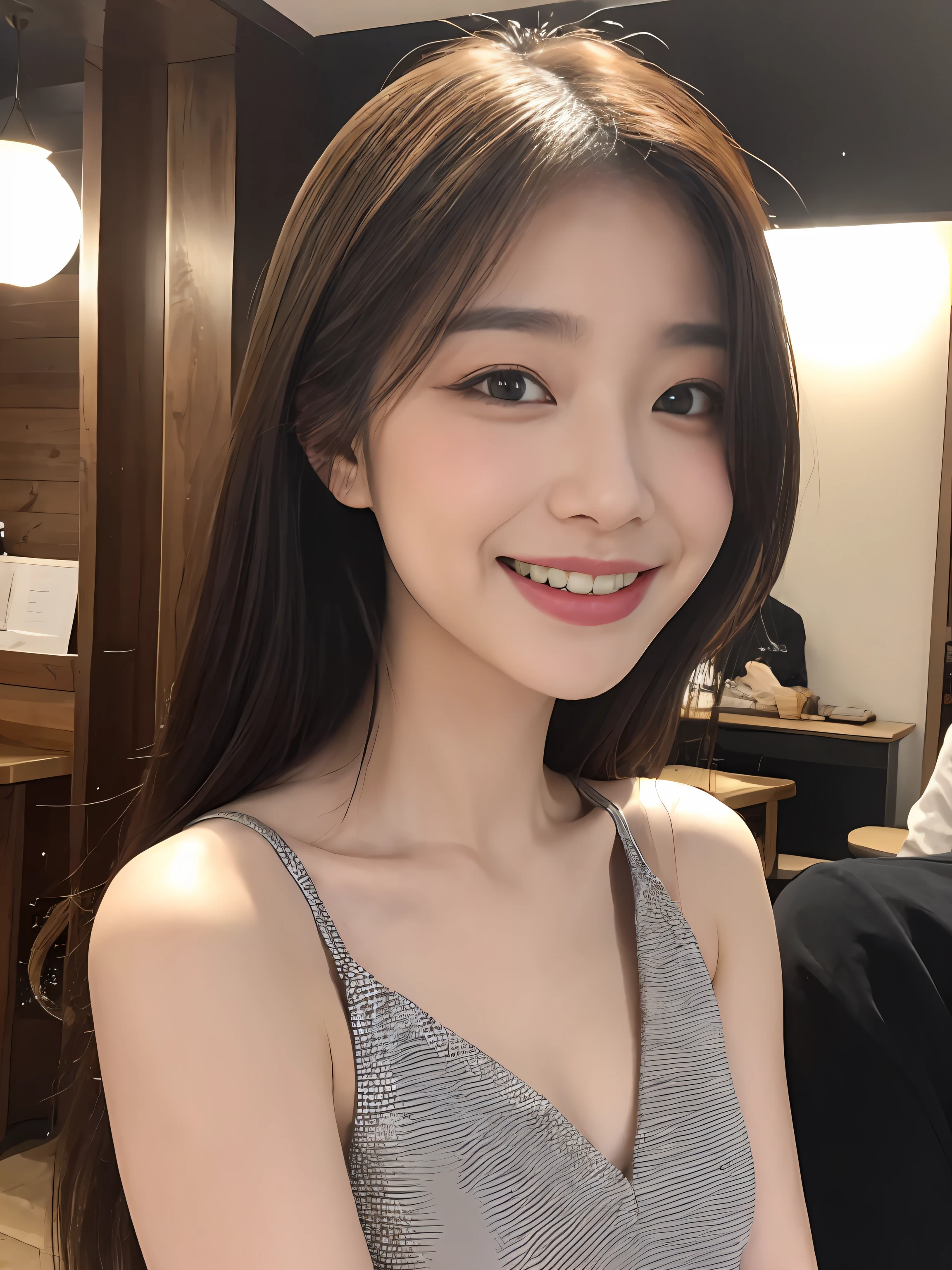 cafes、1 girl in、hair pin、耳Nipple Ring、jewely、brown haired、looking at the spectator、s lips、Playful、beautiful smiling face、1girl in、Beautiful woman with tight abs:1.4、(tiny chest:1.3)、Dressed in a dress、A detailed face、murky、darker shadows、Unobtrusive、pureerosfaceace_v1、A smile、Bust、long legged、thin-waist、 upturned ass、Super Fine Makeup、Ultra-luxury clothing material that opens lips seductively、There was a sweet smile on his face.、It seems to be dancing in harmony with its surroundings。Her breath is、It's as if your whole body is radiating the energy of youth.、Full of vitality and vitality。Her presence makes the whole picture more vivid.、a person々Makes you feel infinite joy and vitality in、Izakaya