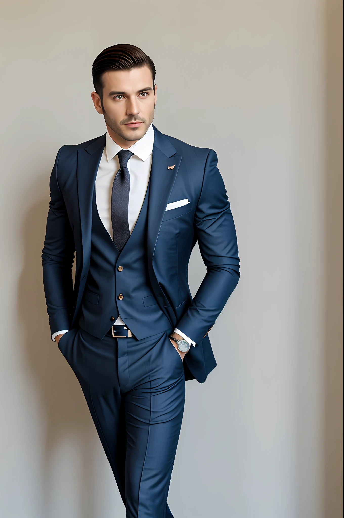 Italian, gentleman, fashionable, businessman, tight suit, shorthair, CEO, muscular, manly