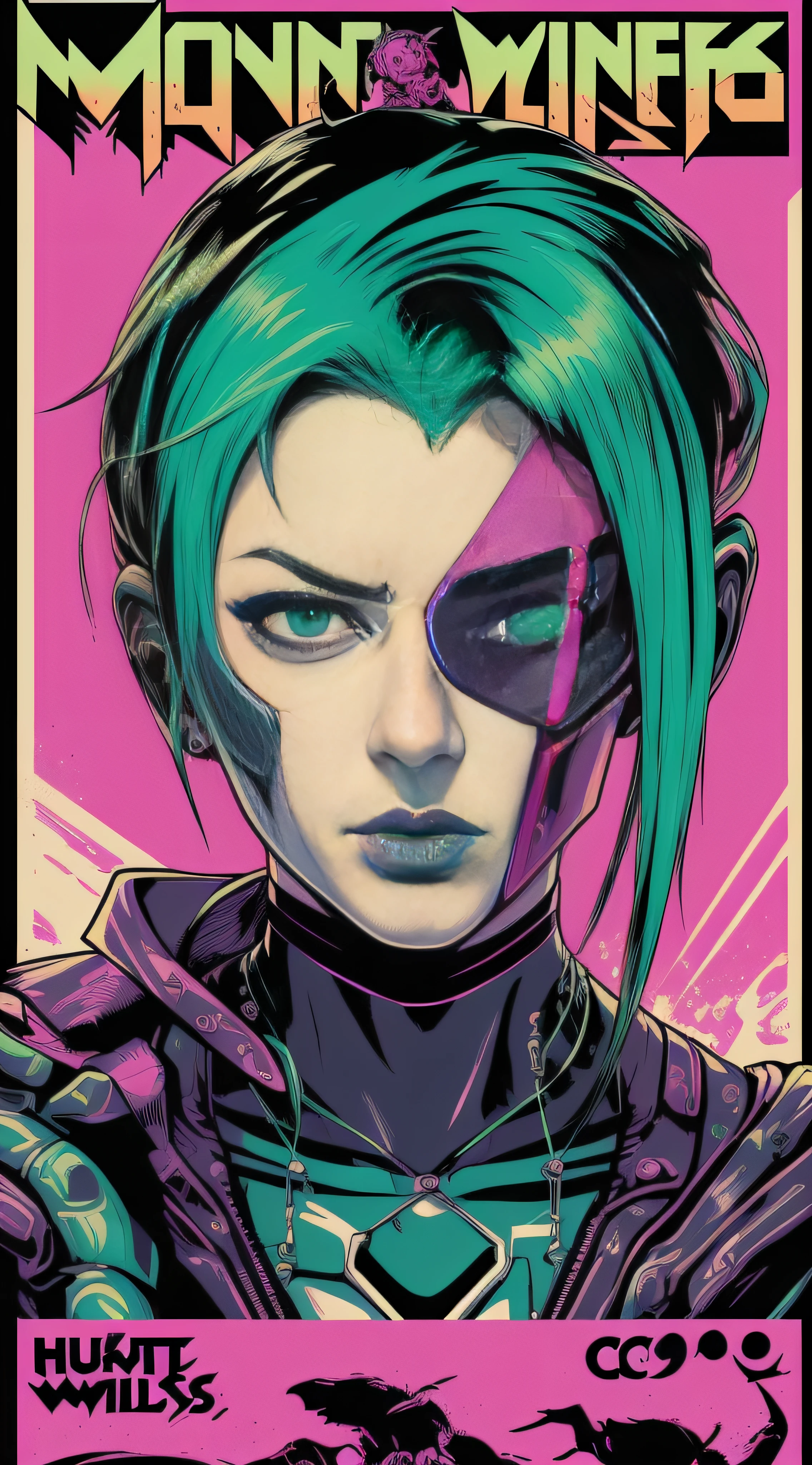 ((CCCPposter, Cyberpunk Poster)) ((( Beautiful hot, girl, Green hair, Ride wild angry monsters))) Propaganda posters, poster for, Poster Design, Poster Art Style. 1970's, 1980s, Basic color scheme, Very colorful poster, Color art, thirds rule, grateful, Freestyle perspective