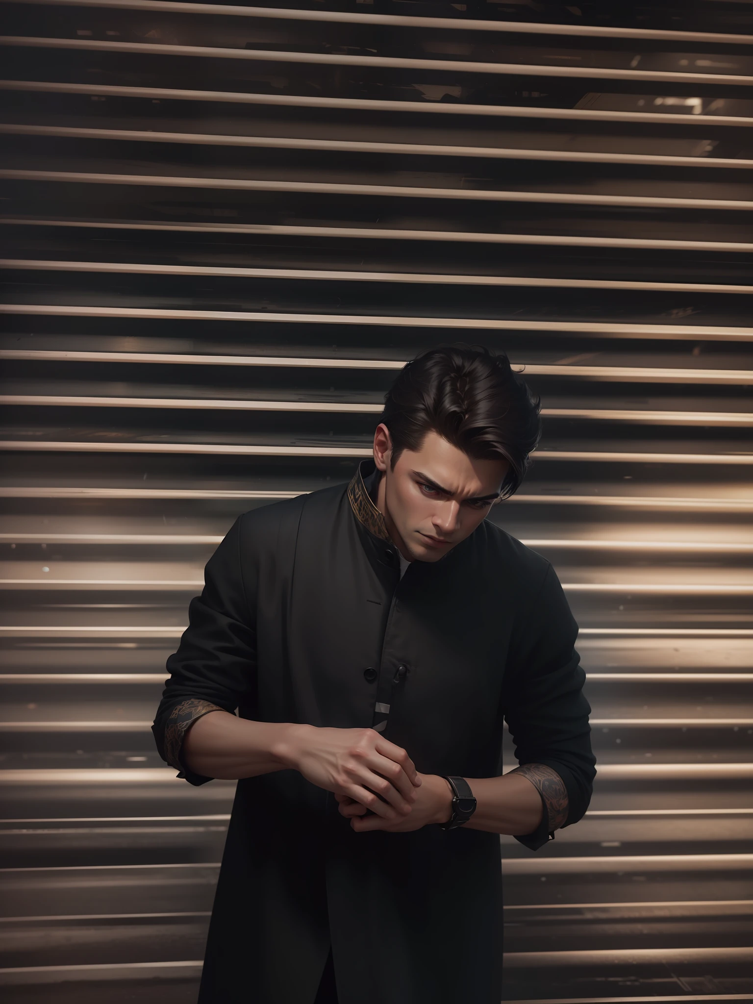 Same face Change the background into a modern city street people walking, make him look standing under a street lamppost, Realistic, 4k, ultra detailed, cinematic lighting, photography, movie style, natural light, natural blur, photorealism, cinematic rendering, ray tracing, highest quality, highest detail, Cinematic, Blur Effect, Long Exposure, 4K, stylish outfit, modern stylish outfit, Hollywood movie style color grading, urban city, super ultra HD HQ quality, 4k, sharpness, realistic look, don't change face, beautiful smooth light on the face and hair