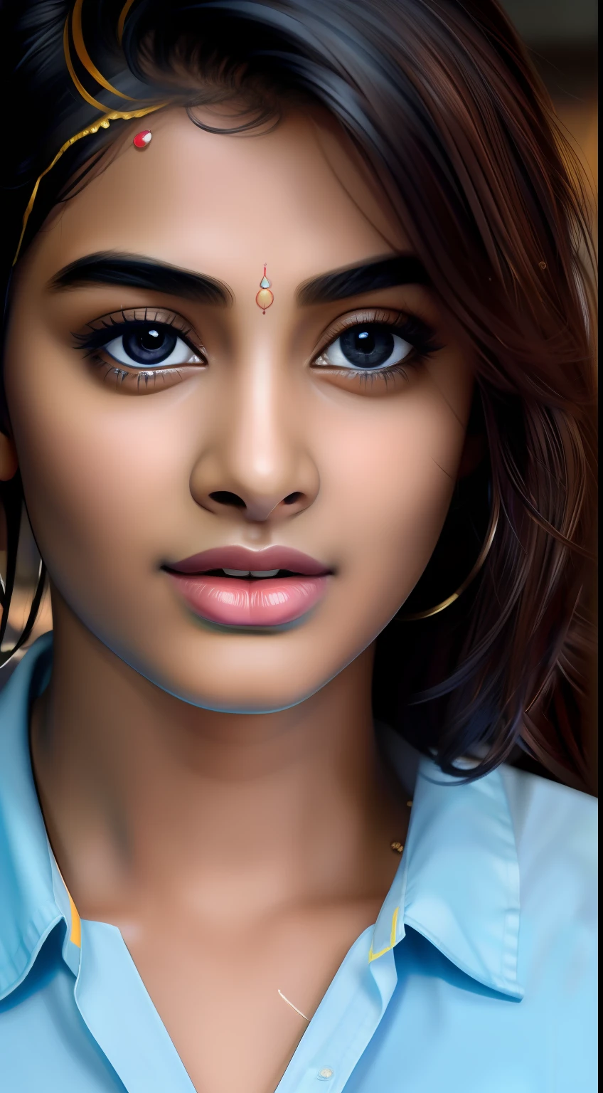 Masterpiece, highest quality, hyper-realistic portrait of an Indian girl, (8k, best quality), shirt, shorts jeans, {{cum(sperm) on face}}, cum_in_mouth. She looking at viewer. Close up face photo