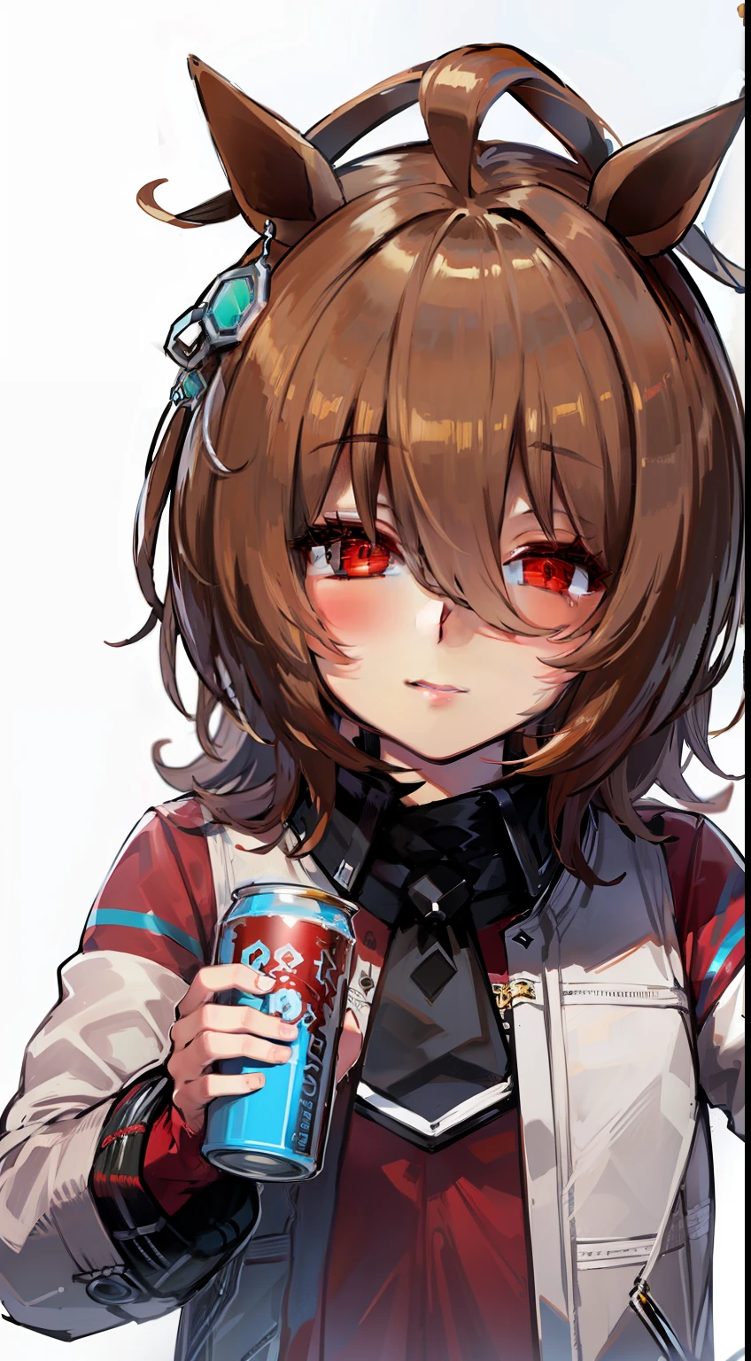 (best quality,ultra detailed) 、Agnes Tachyon(umamusume) 、winter、snowcity、selfie、Energy Drinks