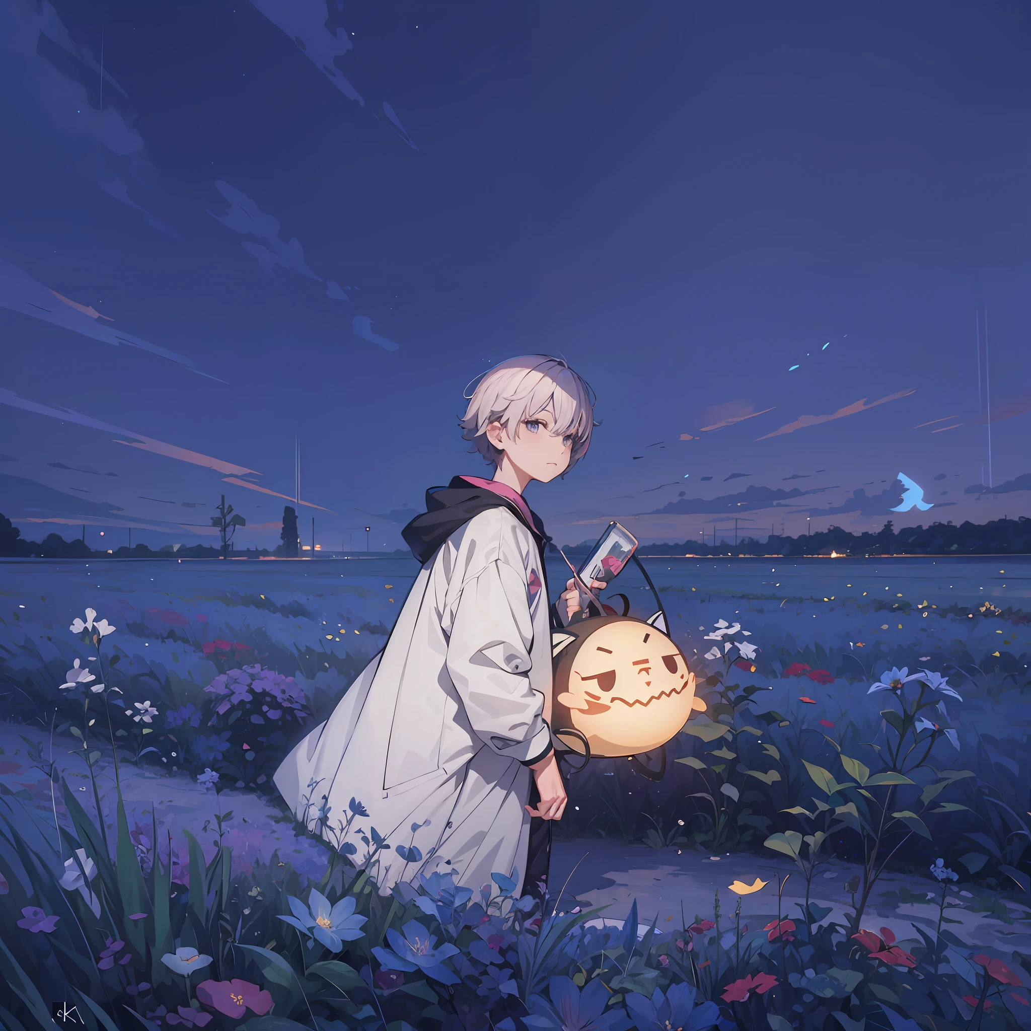 Anime - a style image of a girl holding a pink lantern in a flower field, anime lush john 8k woods, key visual, offcial art, Official anime artwork, Anime art wallpaper 8 K, zerochan art, official fanart, Anime art wallpaper 4k, Anime art wallpaper 4 K, trending on artstation pixiv, a-1 pictures, anime background key visual,cabelos preto e longos