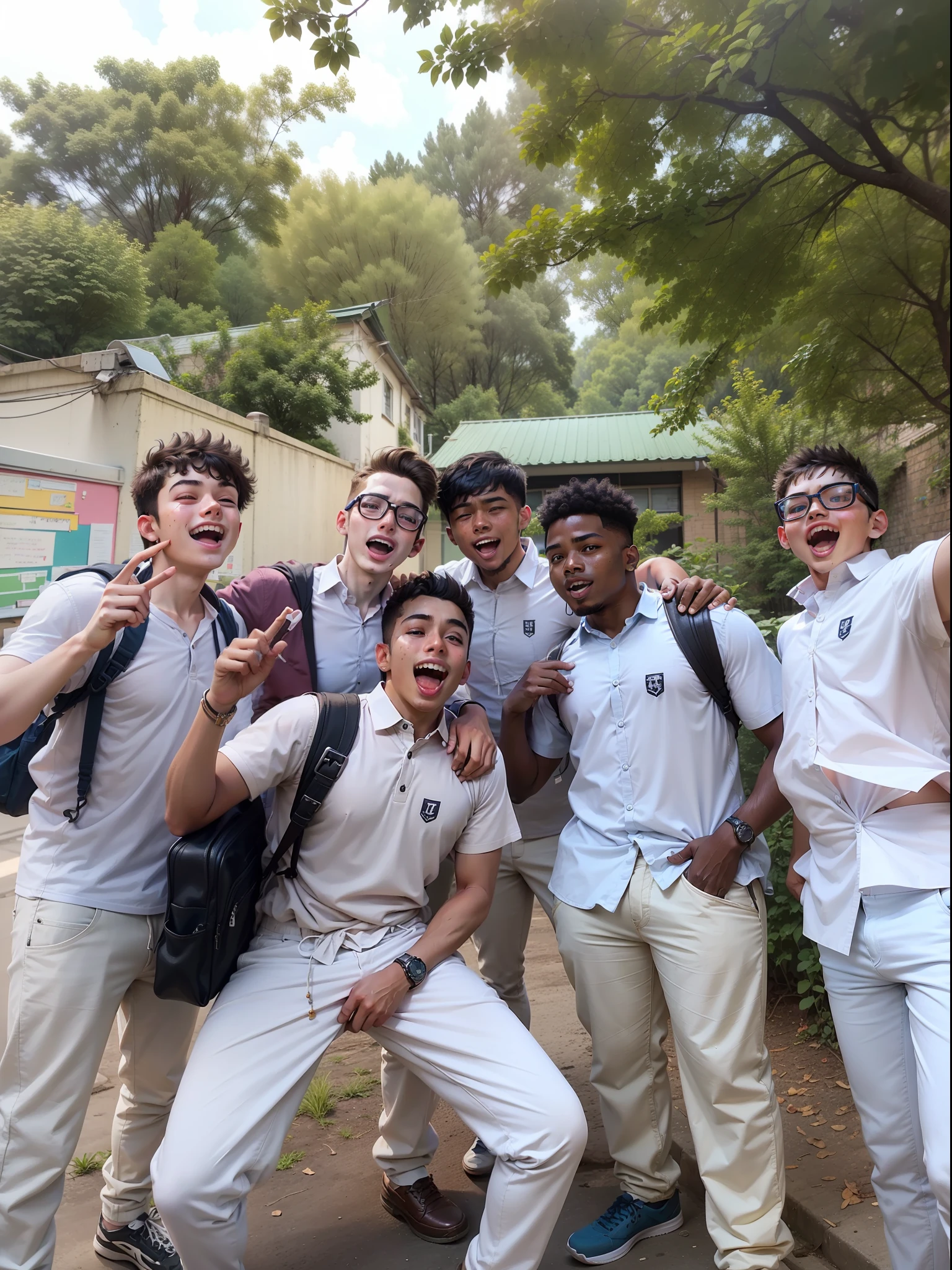 Teenagers, classrooms, laughter, funny, selfies, Biye, only boys