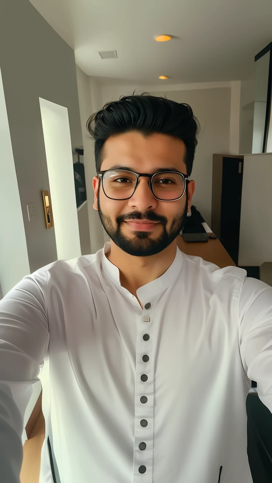 arafed man with glasses and a beard taking a selfie, khyzyl saleem, portait photo profile picture, headshot profile picture, professional profile picture, kyza saleem, profile pic, mohamed chahin, good looking face, profile image, ash thorp khyzyl saleem, very very low quality picture, inspired by Bikash Bhattacharjee