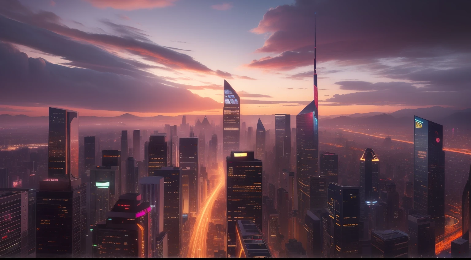 In a futuristic cityscape, a neon-lit metropolis rises from the horizon, bustling with flying cars and skyscrapers that touch the clouds. In the heart of the city, a young artist stands before a massive blank wall, holding a brush and palette of vibrant colors. With each stroke, the wall comes to life, revealing a magnificent mural of mythical creatures and surreal landscapes. The artwork seems to have a magical quality, as if it holds the secrets of the universe. Show me the awe-inspiring artwork created by the talented young artist