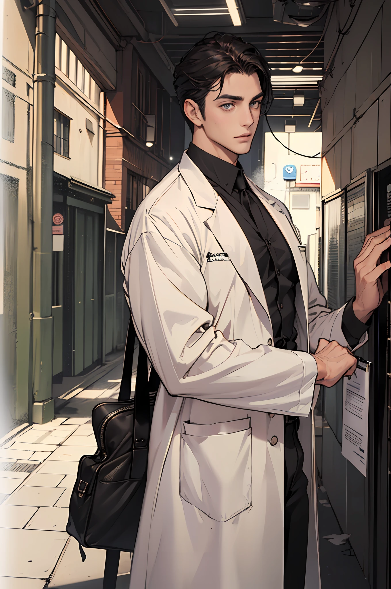 A handsome male doctor,Manteau blanc,20th century