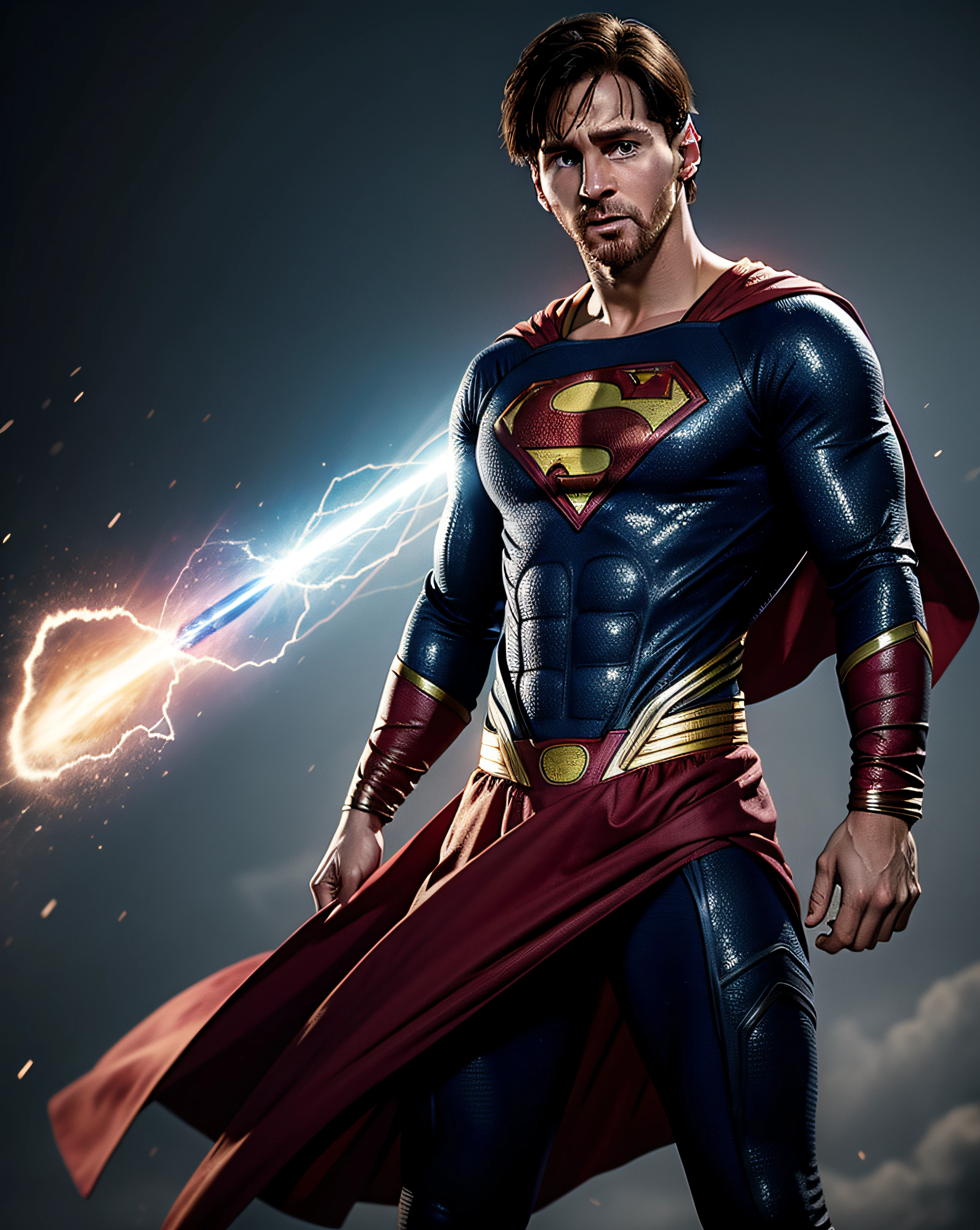 Messi as Superman Wizard,realisticlying、best qualtiy、Photorealistic 8K、best qualtiy、tmasterpiece、realisticlying、Photorealistic