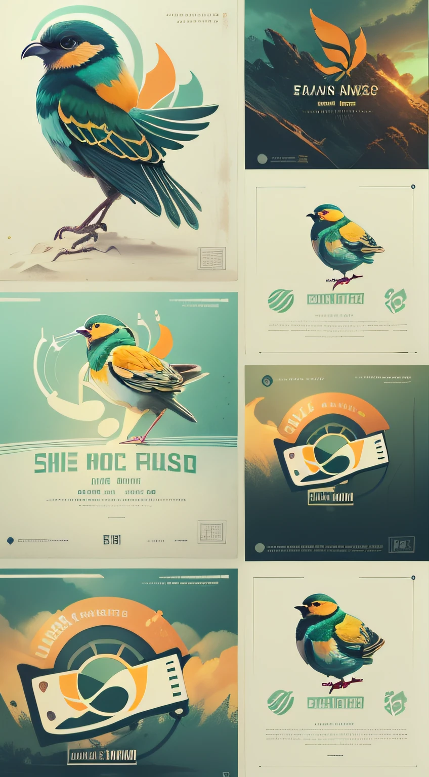 Create a cinematic, abstract symbol for a film production company based on stories and music. The logo must include a bird and a child