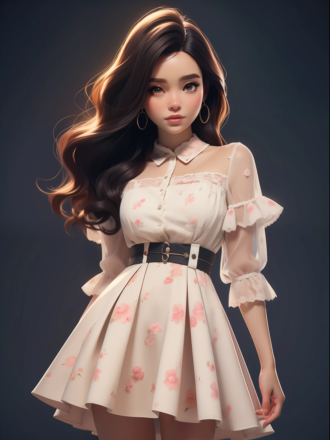 dynamic lighting, Uma princesa Barbie usando um lindo vestido rosa, usando uma bela coroa, dynamic lighting, Uma princesa Barbie, fundo cor-de-rosa, rosto delicado, pele branca, (fofo:1.3), (pale skin:1.1), (sorriso suave:1.1), Rosto detalhado, Textura detalhada da pele, raio de sol, Por Ilya Kuvshinov, Nina Masic, natural lighting, Subsurface scattering, ornado, cabelo rosa, ((cowboy shot)), atmosphric perspective, retina, pele texturizada, anatomicamente correto, best quality, Premiado