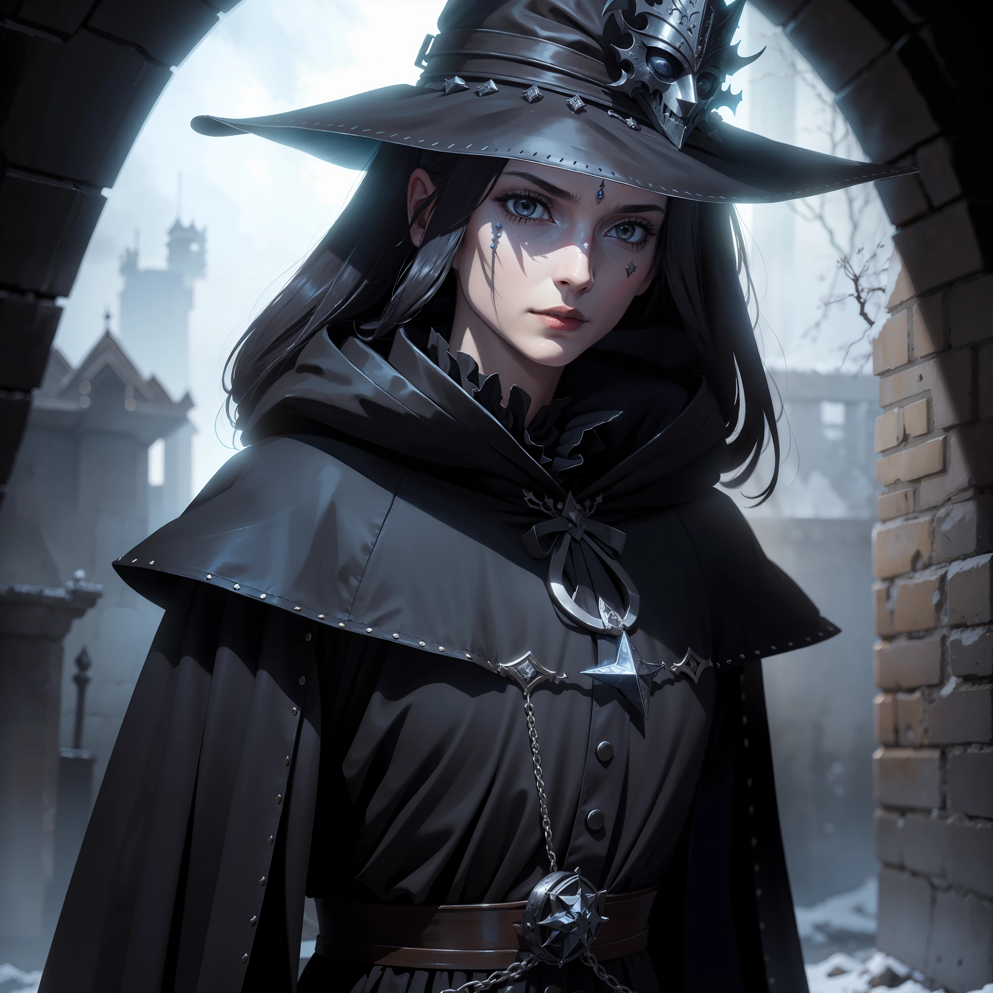 The one who controls the crow,icey,Ice magic,Blackn clothes,Black Death Doctor Mask,Black hat,18th century dresses