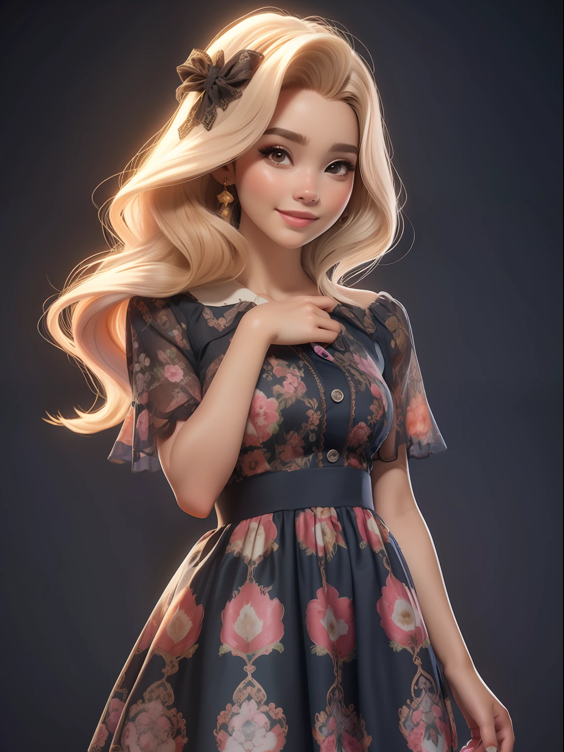 dynamic lighting, Uma princesa Barbie usando um lindo vestido rosa, usando uma bela coroa, dynamic lighting, Uma princesa Barbie, fundo cor-de-rosa, rosto delicado, pele branca, (Pescador:1.3), (pale skin:1.1), (sorriso suave:1.1), rosto detalhado, textura detalhada da pele, raio de sol, Por Ilya Kuvshinov, Nina Masic, natural lighting, Subsurface scattering, ornado, cabelo rosa, ((cowboy shot)), atmosphric perspective, retina, pele texturizada, anatomicamente correto, best quality, Concedido