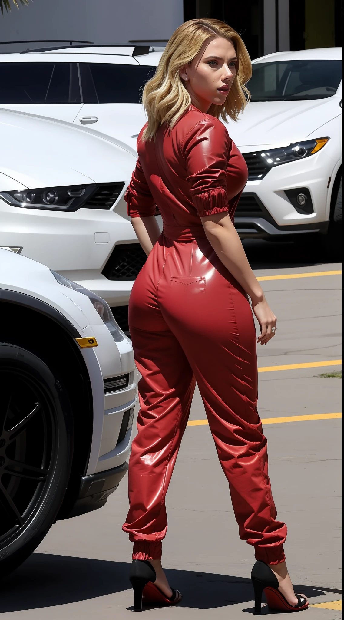 Scarlett Johansson big bubble booty in jumpsuit hottest