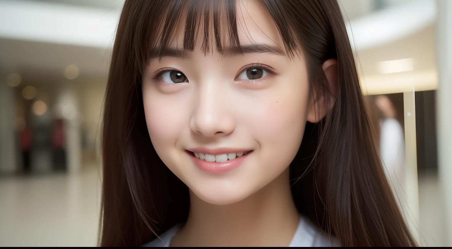 (Raw photography:1.2)、(Photorealsitic:1.4)、(masterpiece:1.3)、(top-quality:1.4)、超A high resolution、(A detailed eye)、(detailed facial features)、(detailed clothes features)、nffsw、8K分辨率、solofocus、bangss、skin tightening、(shinny skin)、(Slender girl)、dream-like、(shopping mall)
(Extreme Detail)、Confirmation of commentary、Request for commentary、landscapes、without text、
Virtual Girl-Aim、
1girl in、full body Esbian、
cute little、Innocence、
(A smile)、