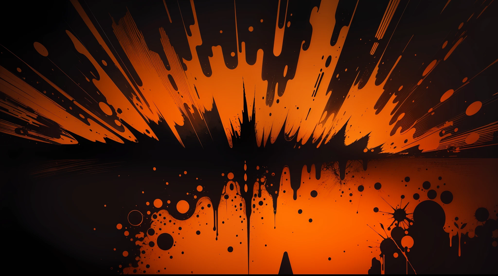 Random abstract scratch art with orange color and black background