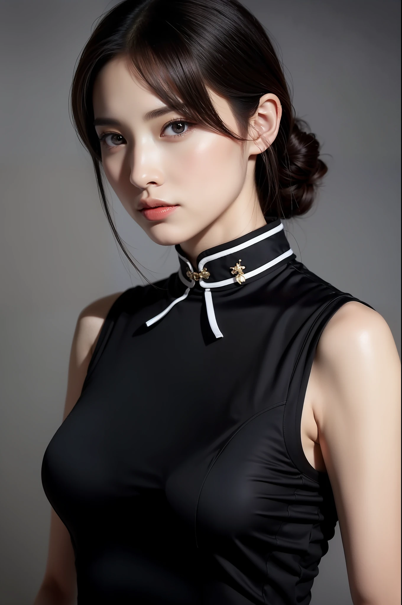 （White printed cheongsam），Tight cheongsam，Slim cheongsam，1个Giant Breast Girl，Stunning beauty，（Behind the arm：1.1），（realisticlying：1.7），（（best qualtiy）），absurderes，（超高分辨率），（realisticlying：1.6），realisticlying，rendering by octane，（Hyper-realistic：1.2），（photo-realistic face：1.2），（8K），（4K），（tmasterpiece），（realistic skin textures），（illustratio，cinmatic lighting，the wallpaper），（beautidful eyes：1.2），（s the perfect face））），（adolable），（standing on your feet），（brunette color hair），黑The eye，Redlip，（exteriors），