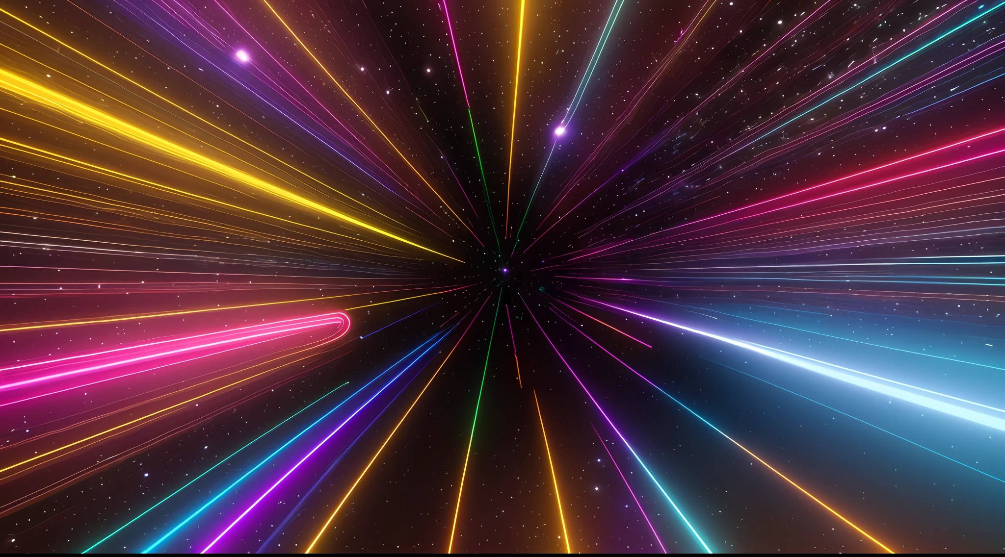 A space full of colorful lights and stars, Hyperspace, In the field of internal hyperspace, explosion of neon lights, light speed, galaxy raytracing, Particle Light, It flies in space, Hyperspeed, flying particles, Particle explosion, synesthesia, light speed, Particle, light Particle, flying in space, Particles are flying