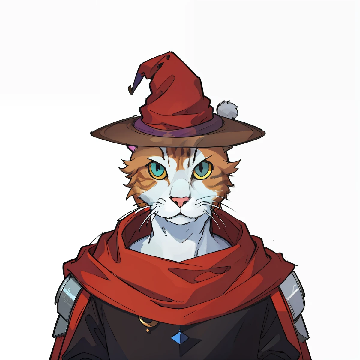 Humanoid cat with wizard hat in high quality, cena no estilo peludo.