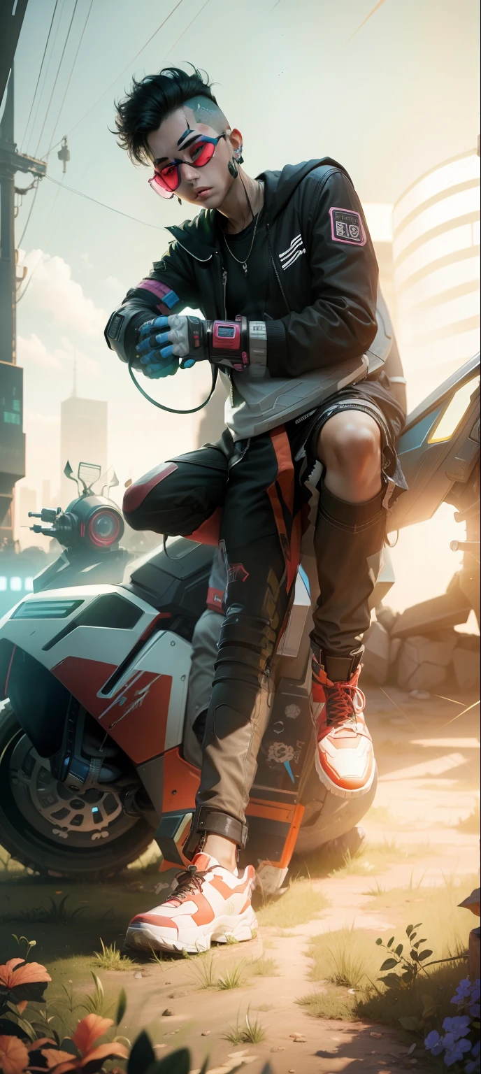 Cyber punk hamsome boy reyelstic face