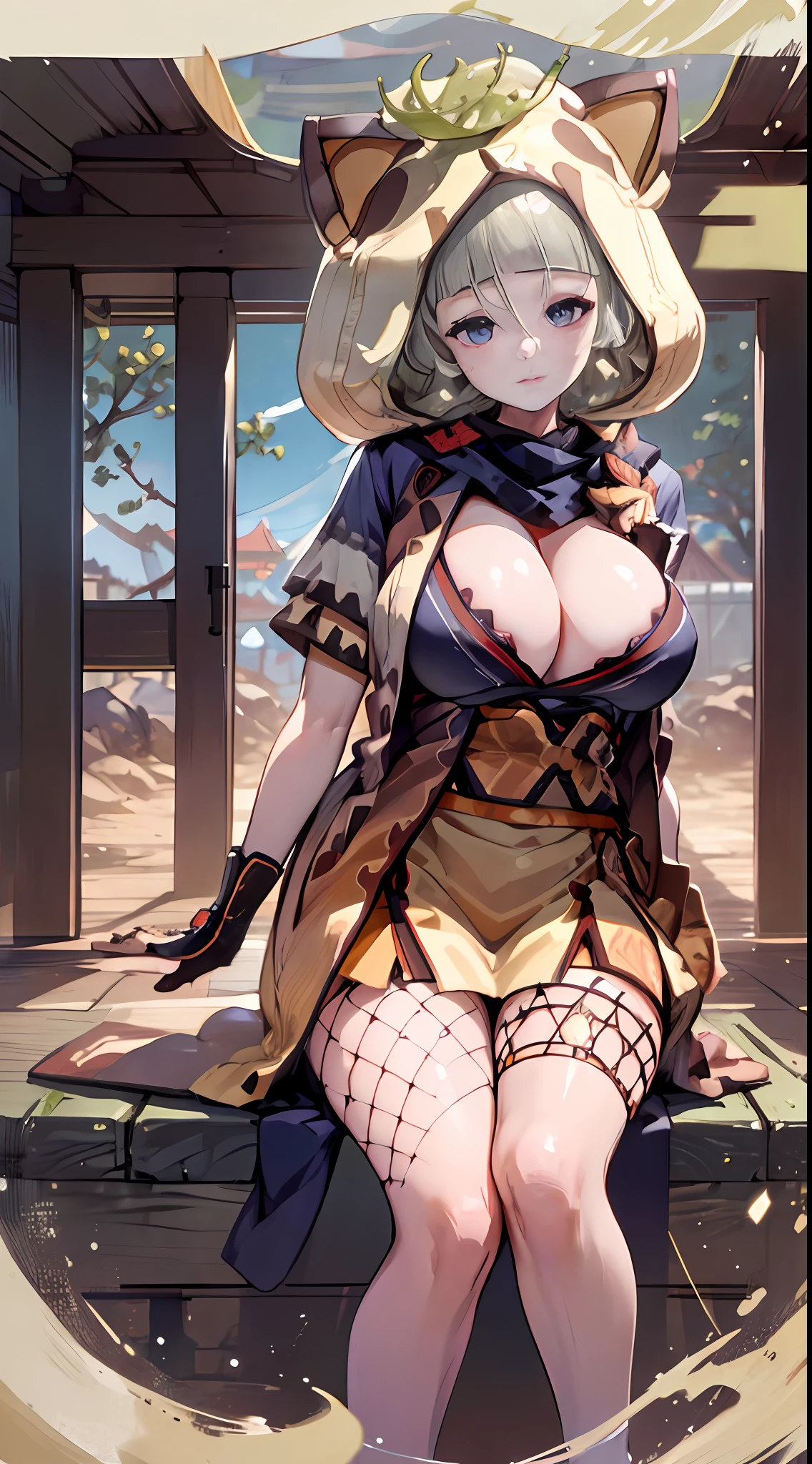 (NSTDA.:1.2), (10, beste-Qualit, master-piece: 1.4), ultra-high resolution, (lifelike, photorealistic portrait: 1.48), 30 years old, A Beautiful Girl, Tall, large , Famous Japanese actors, Blue Eyes, Head tilt, cowboy shot, from the front,My favorite cat ears, looking at the audience, expressionless, Beautiful lake, Zeiss 150mm F/ 2.8 Hasselblad, In Japanese shrines, Whole body, foot, Ultra-Wide Angle