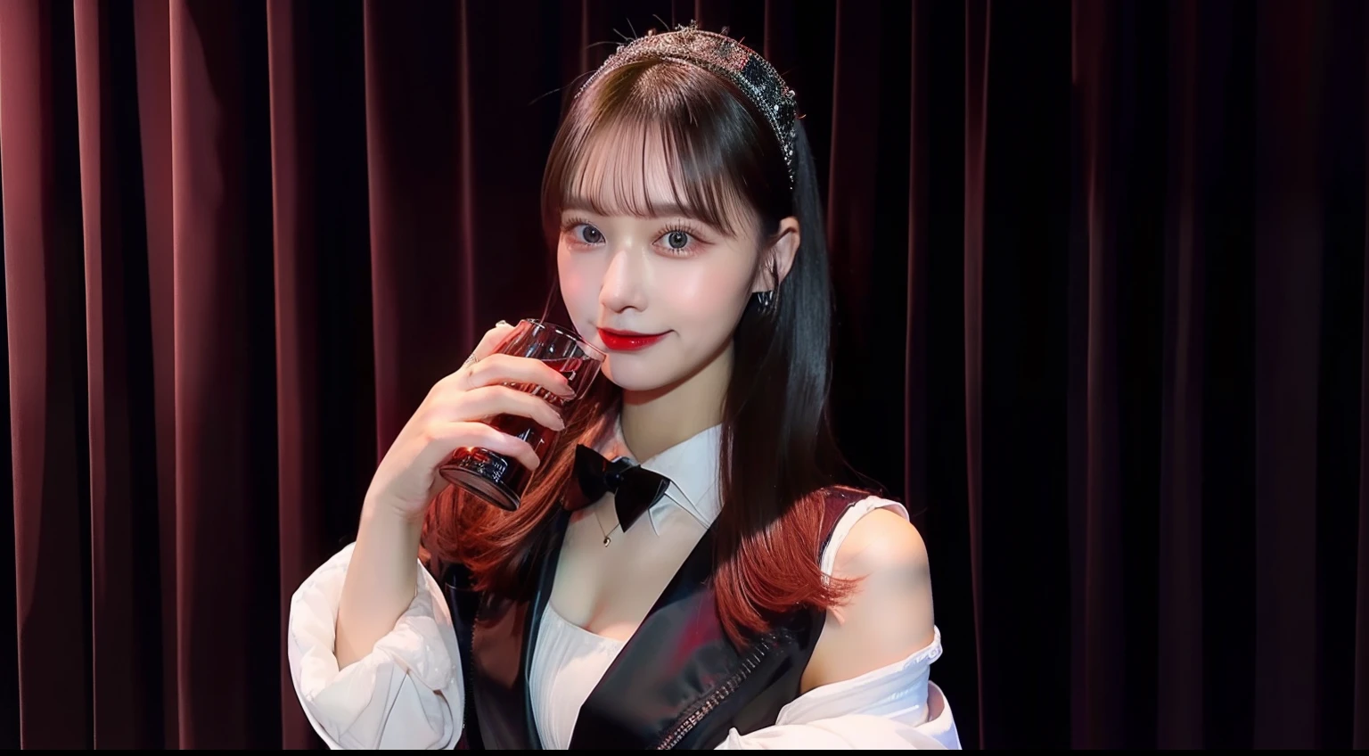 Exclusive Cabaret Club femele, 20 years old western clothes Wine in hand