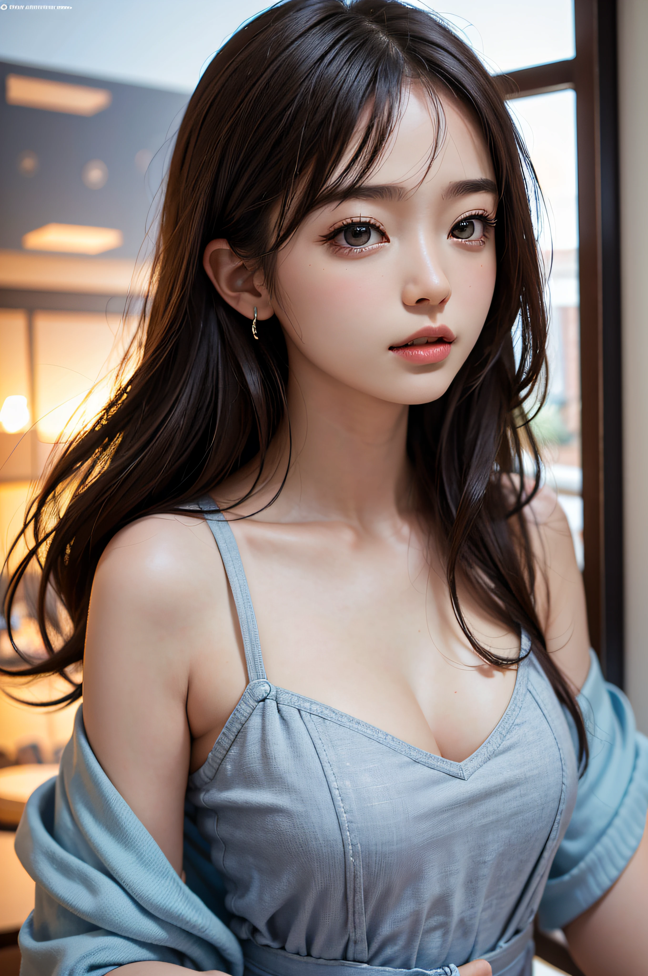 tmasterpiece,Best quality,Portrait of 1girl,smallunderboob、(Hyper-realistic) , , (Increase the resolution), (8K), (extremely detaile), (美丽细致的眼睛), (best qualtiy), (ultra - detailed), (tmasterpiece), ( the wallpaper), (详细的脸), 1个Giant Breast Girl, looking at viewert