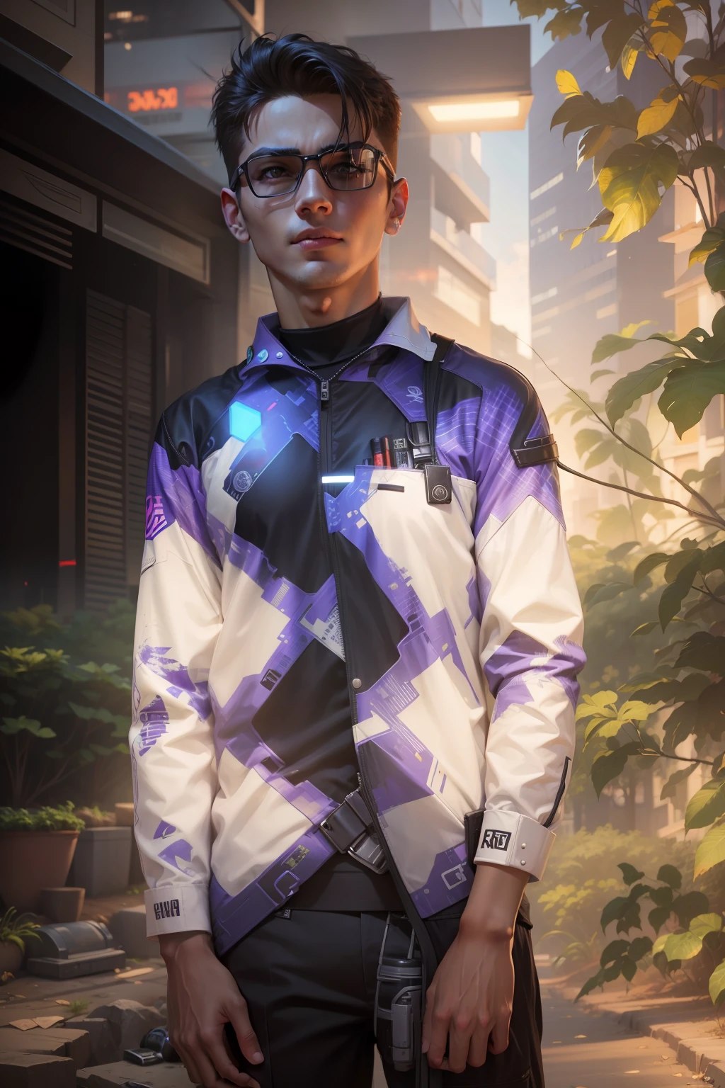 Change baground cyberpunk, realistic face handsome boy , sk ,ultra realistic